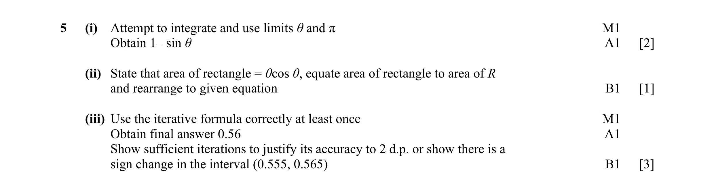 Mark scheme for question 4