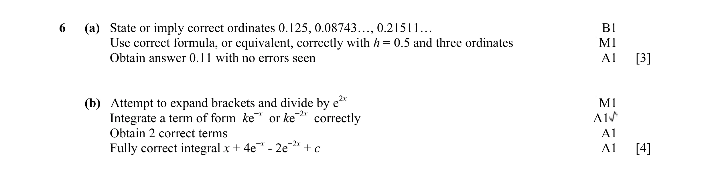 Mark scheme for question 38