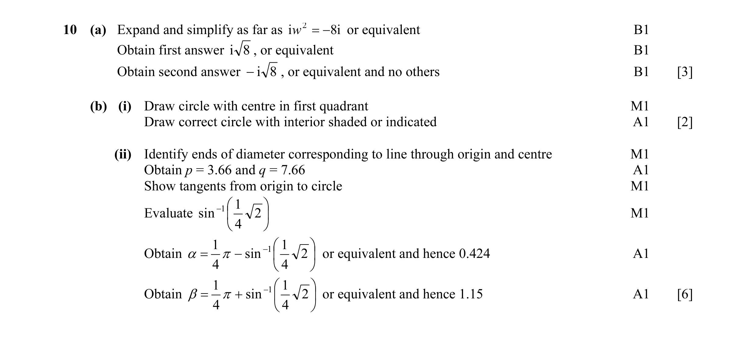 Mark scheme for question 28