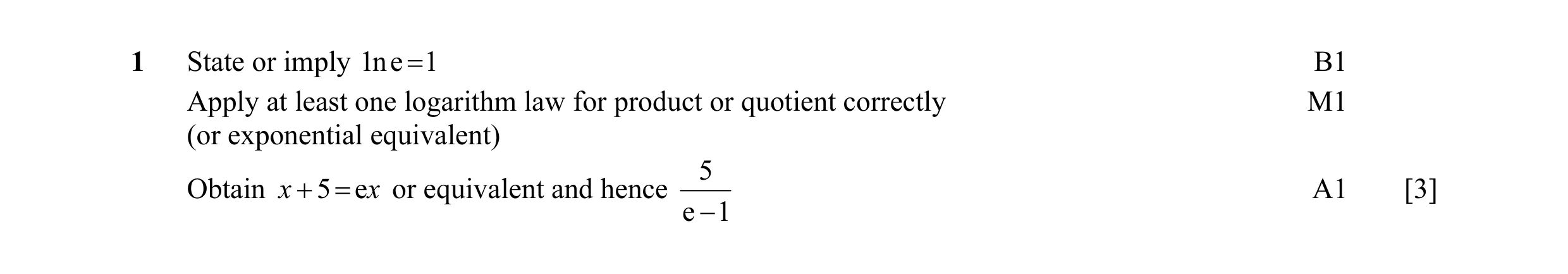 Mark scheme for question 18