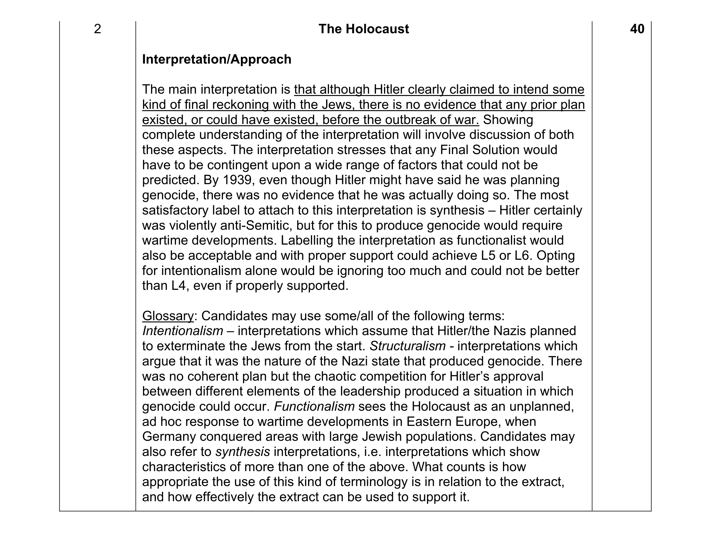 Mark scheme for question 2
