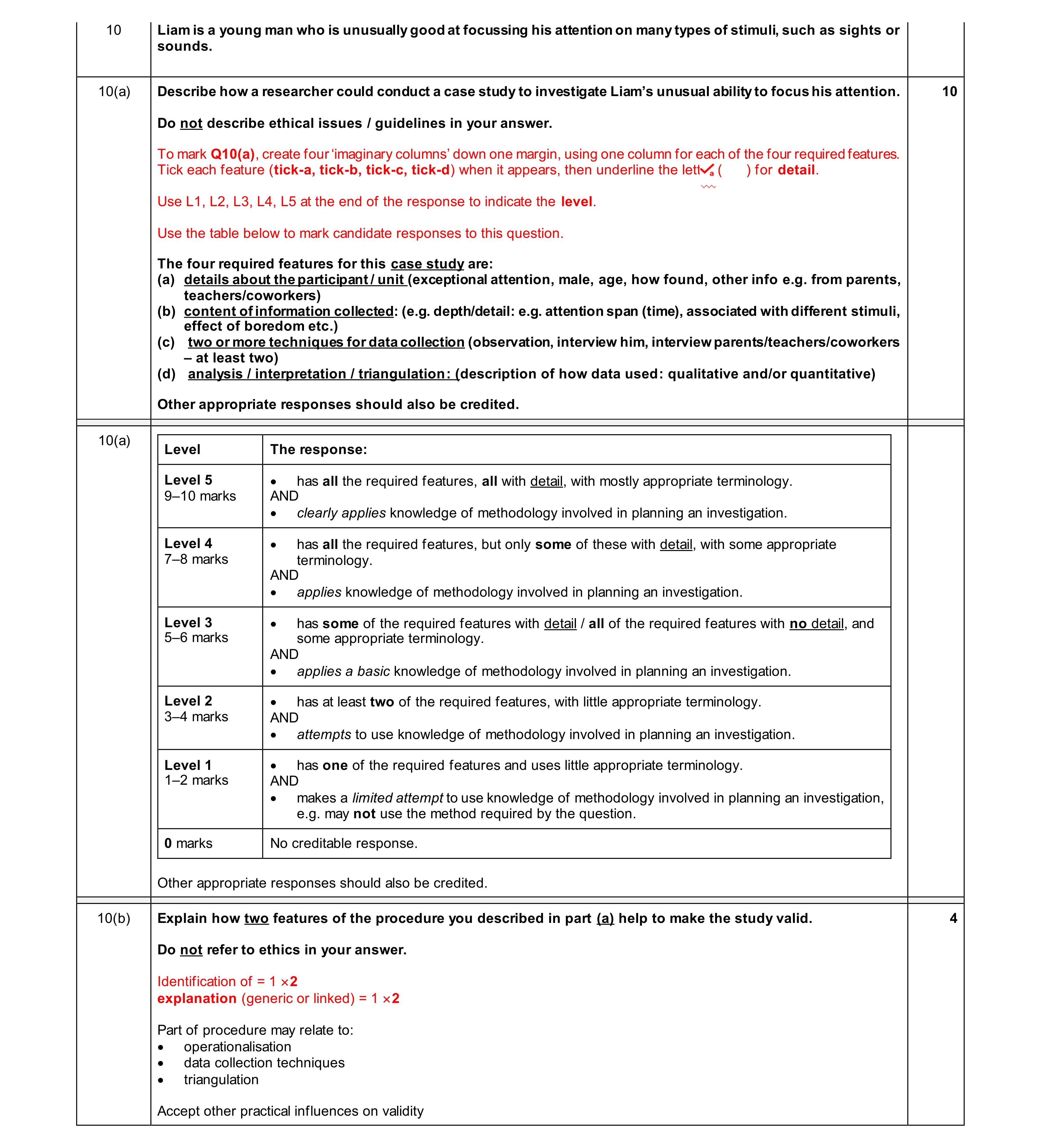 Mark scheme for question 498