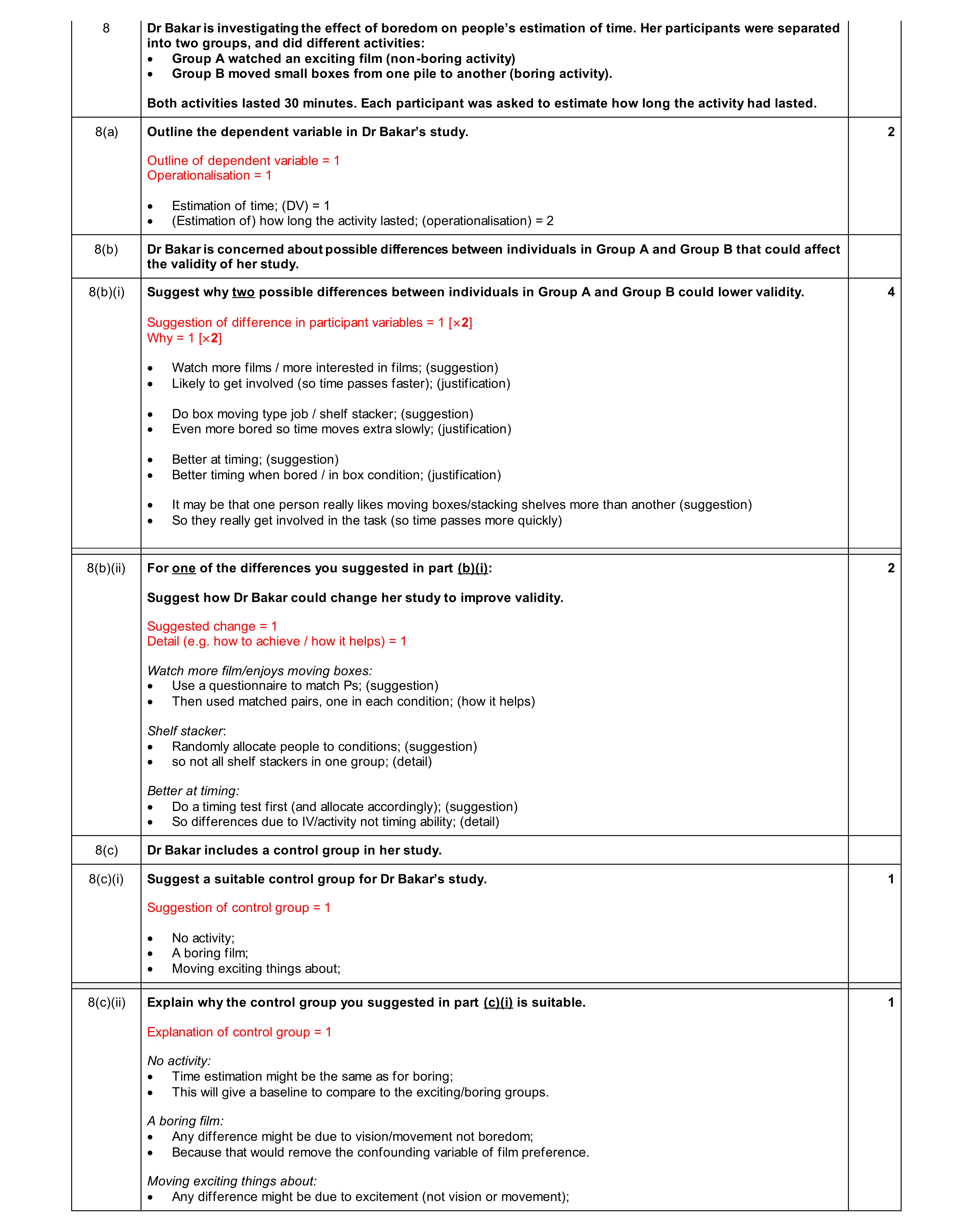 Mark scheme for question 496