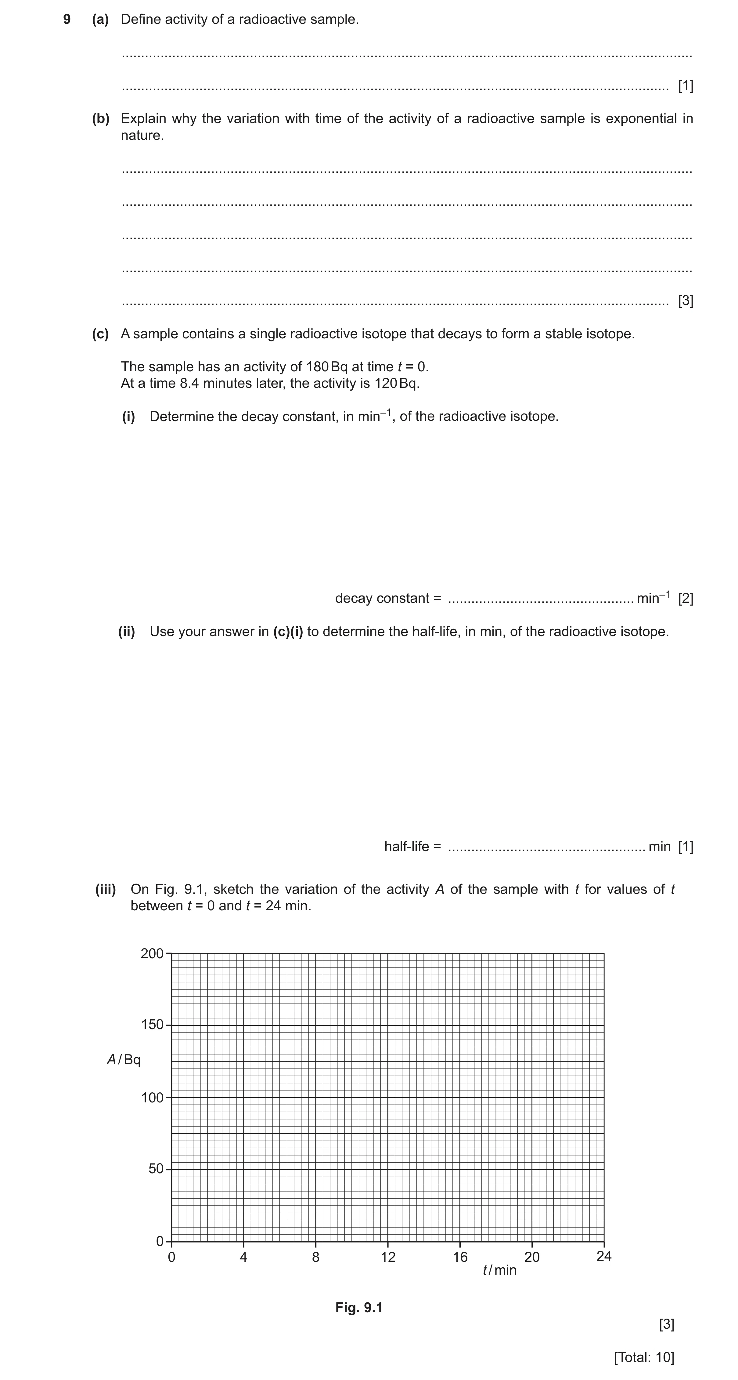 Question 40: (a) Define activity of a radioactive sample. ..............................................................................................…