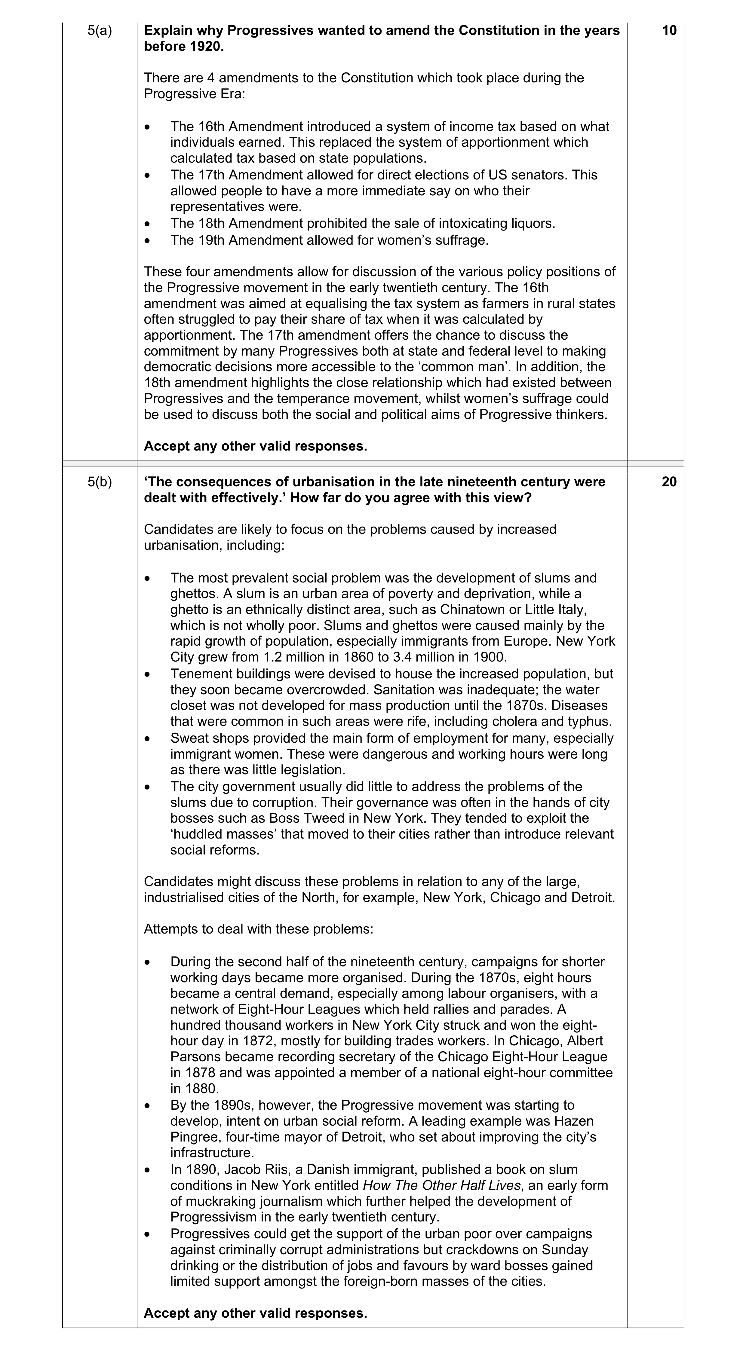 Mark scheme for question 1