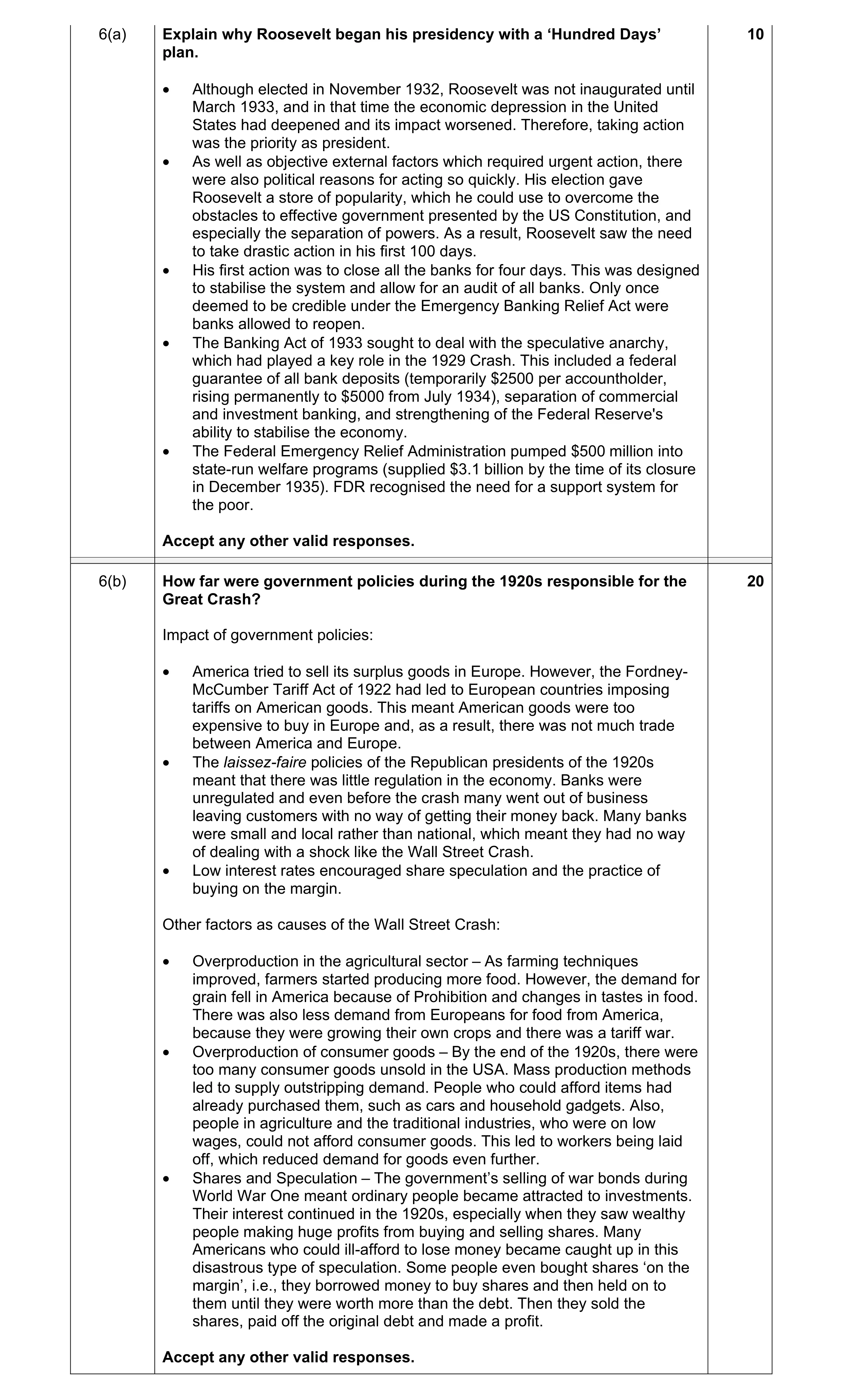 Mark scheme for question 1