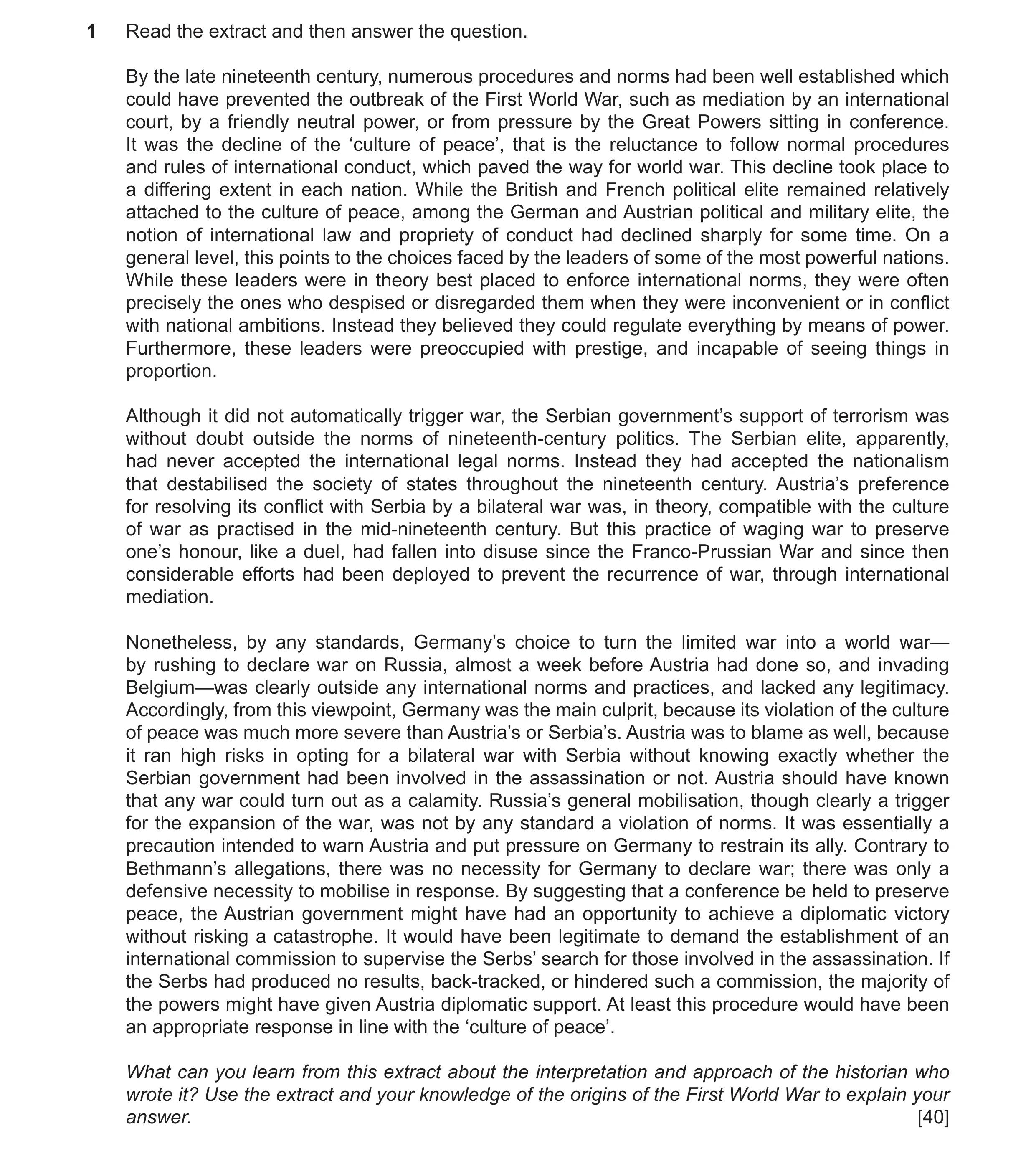 Question 10: Read the extract and then answer the question. By the late nineteenth century, numerous procedures and norms had been well established whic…