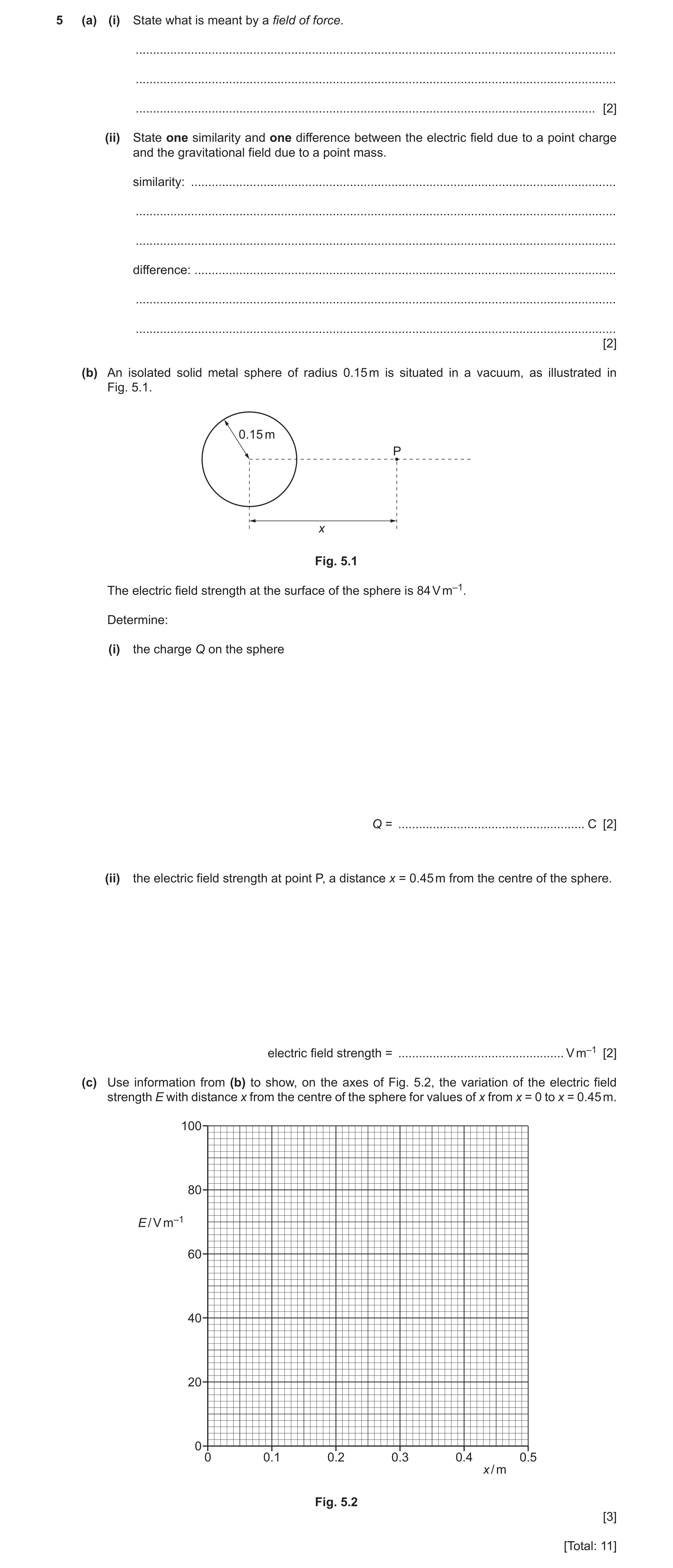 Question 9: (a) (i) State what is meant by a field of force. ..........................................................................................…