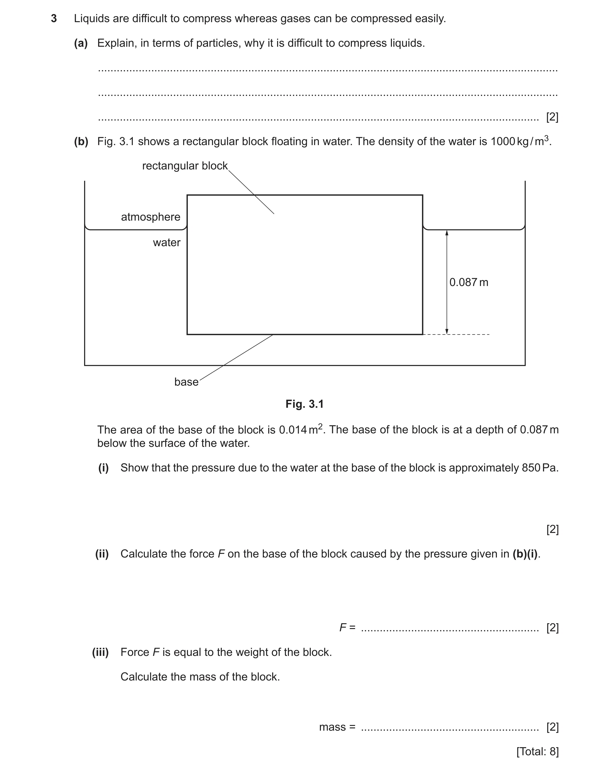 Question 40: Liquids are difficult to compress whereas gases can be compressed easily. (a) Explain, in terms of particles, why it is difficult to compre…