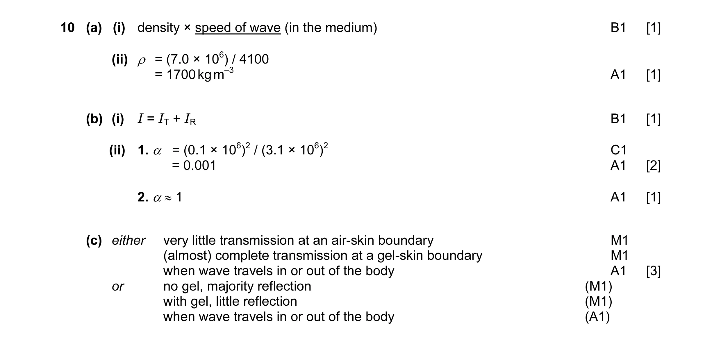 Mark scheme for question 3