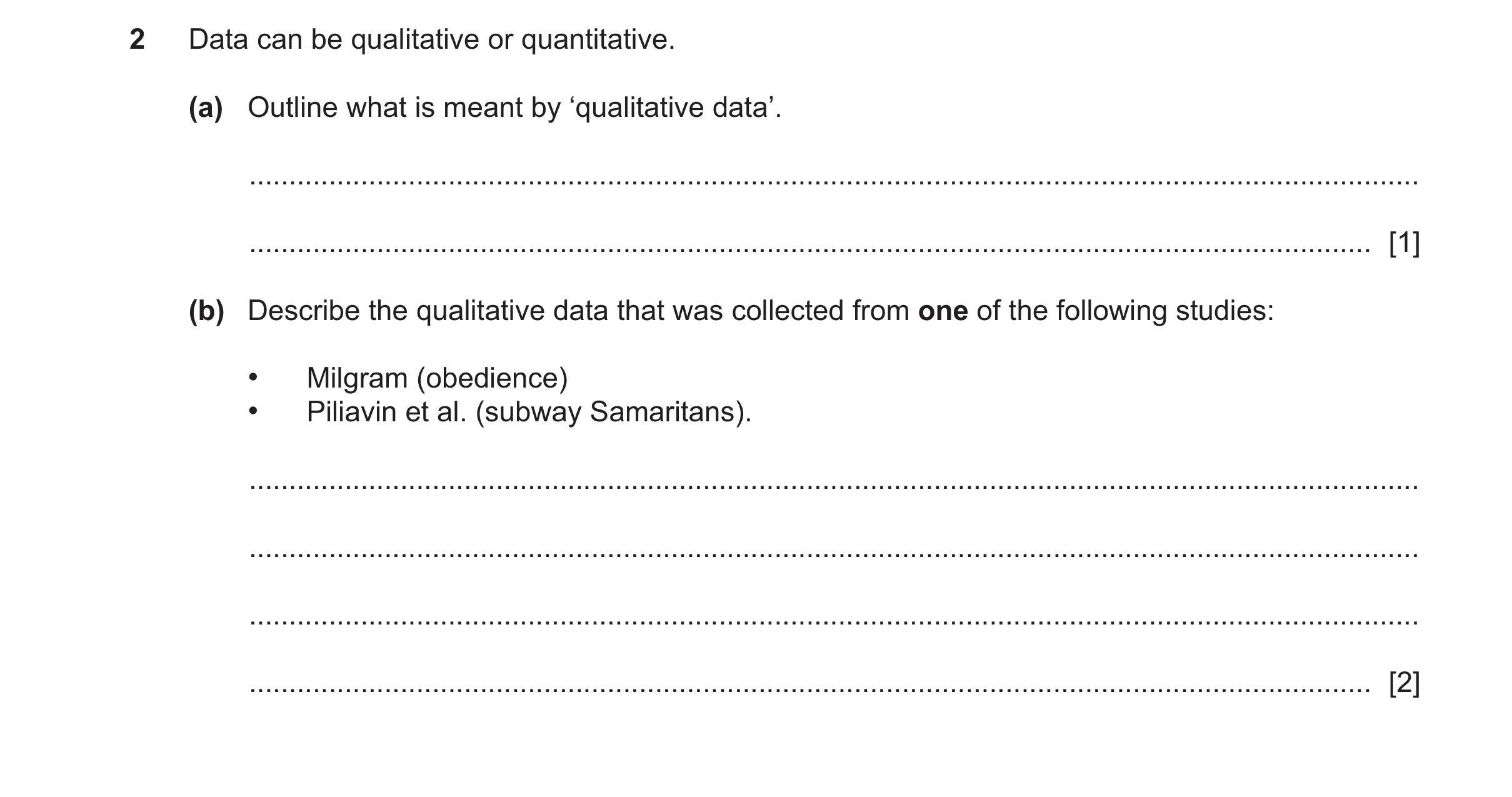 Question 483: Data can be qualitative or quantitative. (a) Outline what is meant by ‘qualitative data’. .................................................…