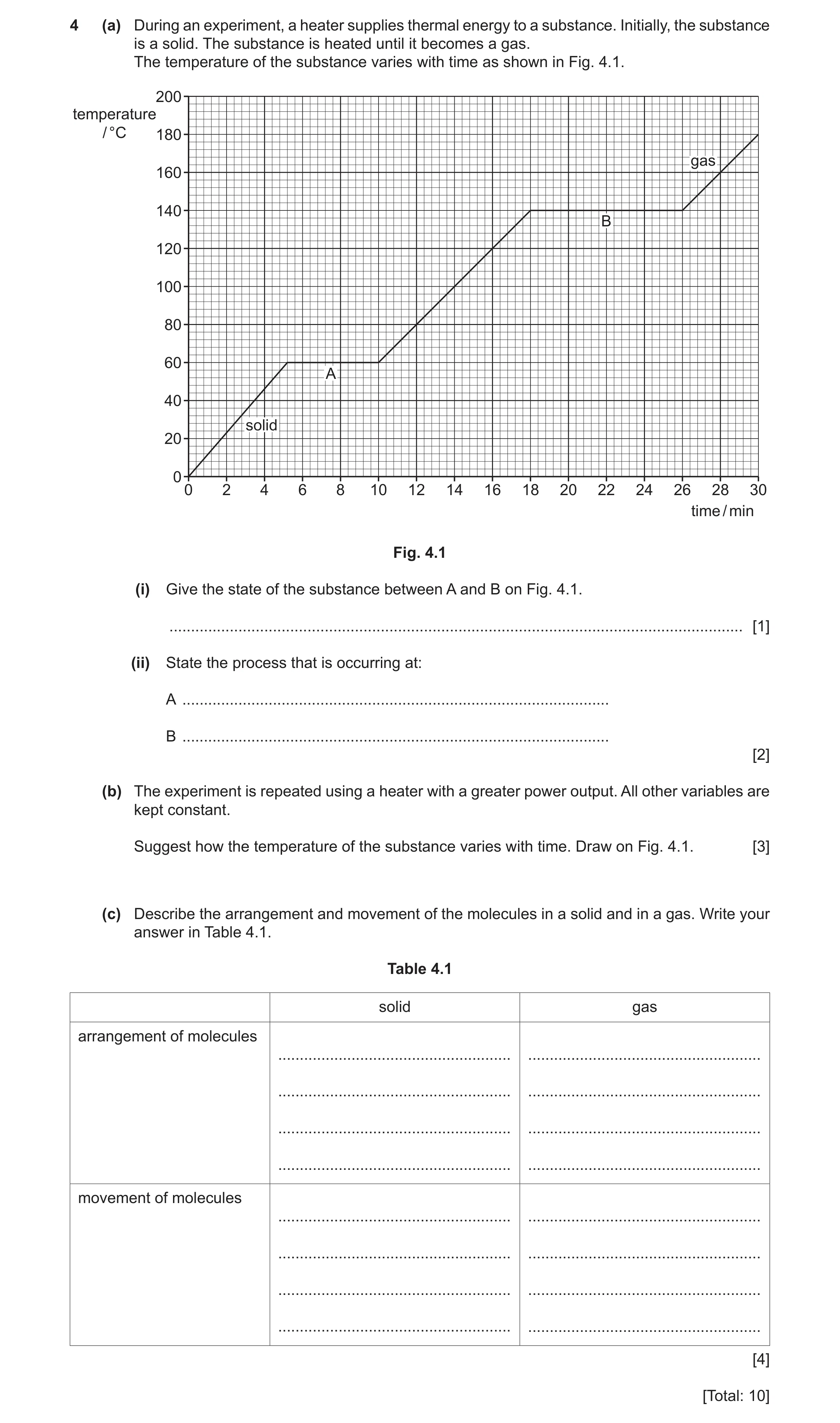 Question 37: (a) During an experiment, a heater supplies thermal energy to a substance. Initially, the substance is a solid. The substance is heated unt…