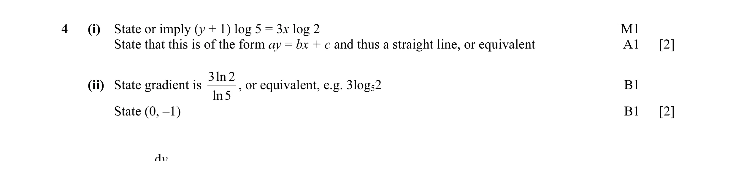 Mark scheme for question 26