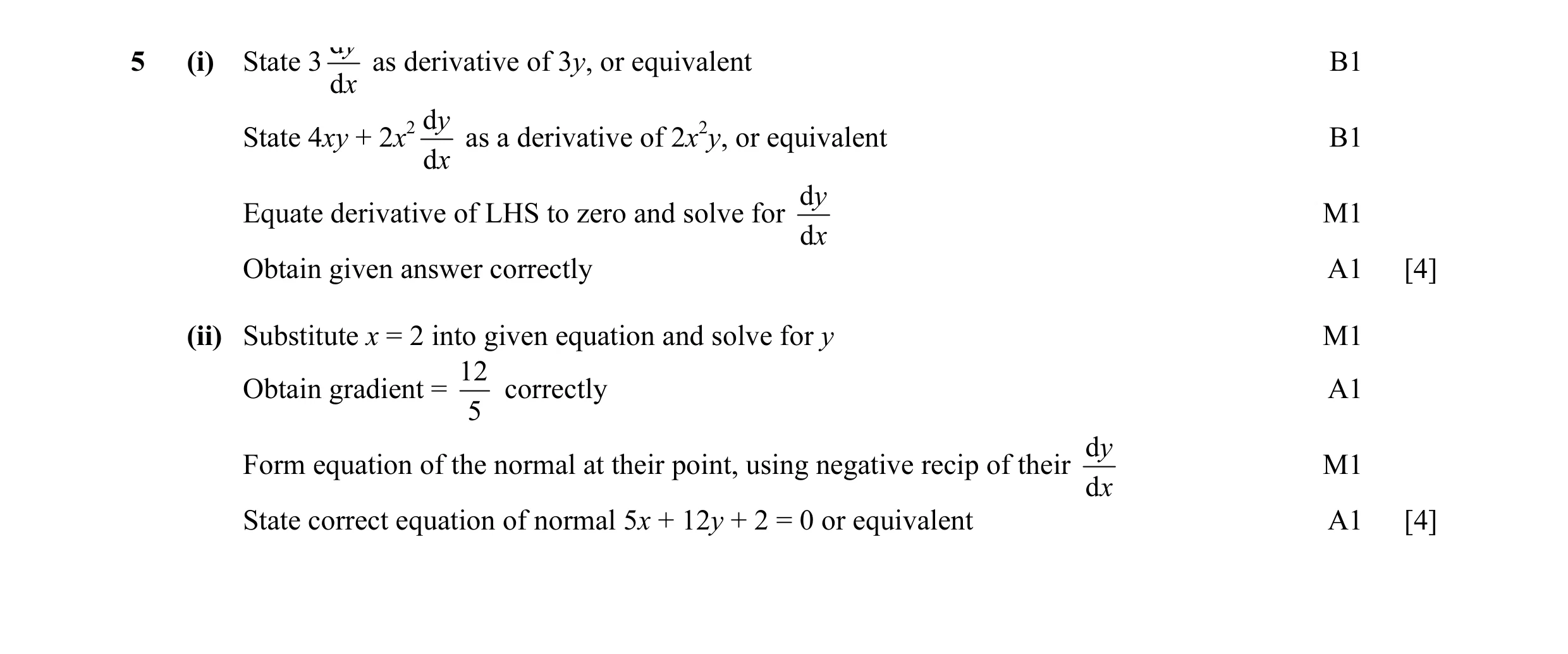 Mark scheme for question 14