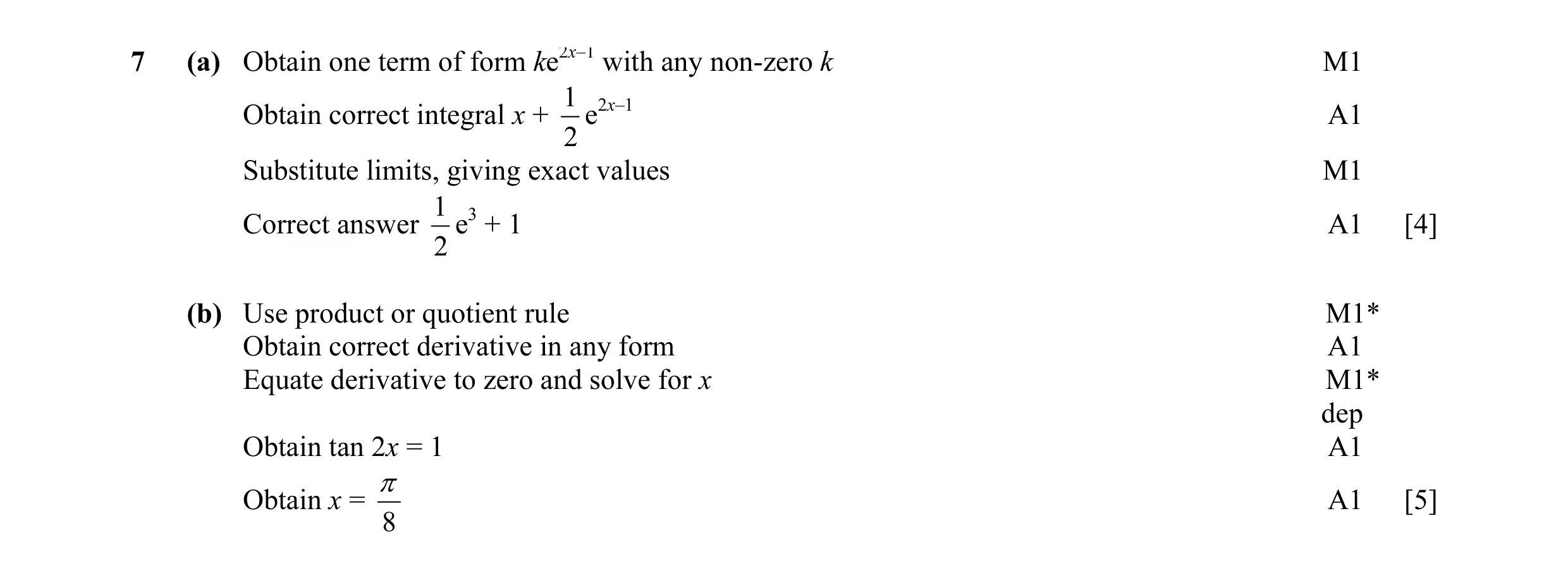 Mark scheme for question 15