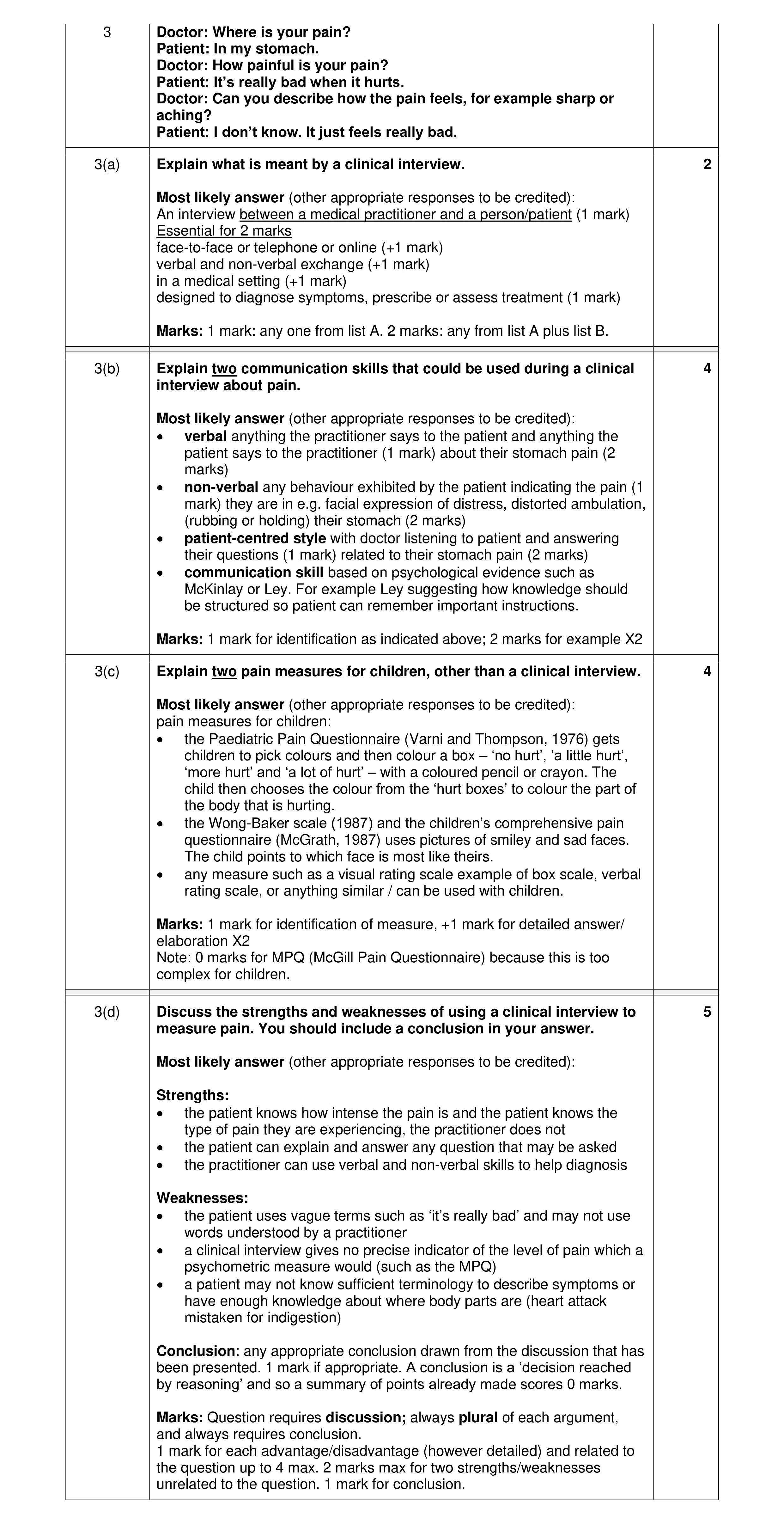 Mark scheme for question 34