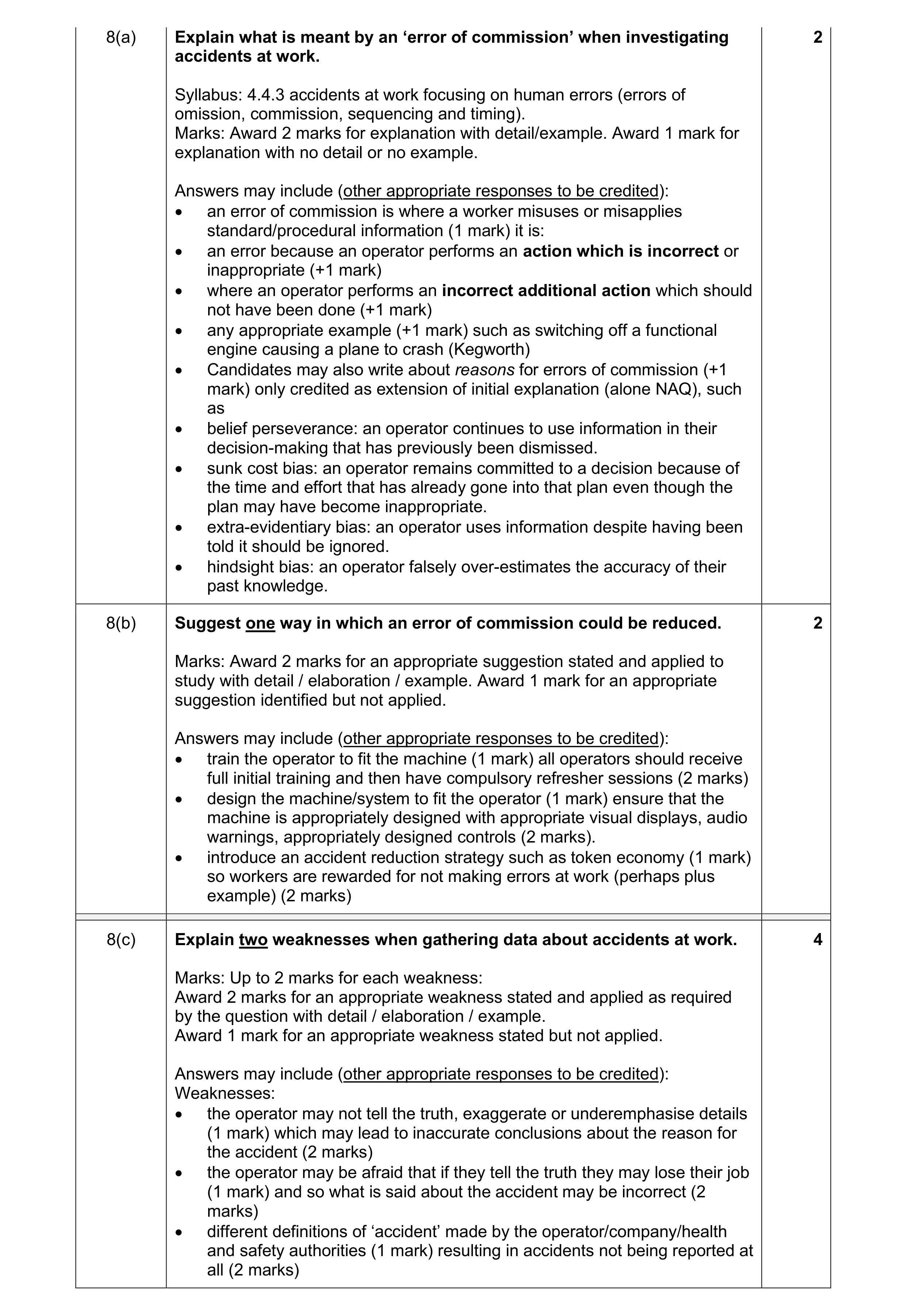 Mark scheme for question 34