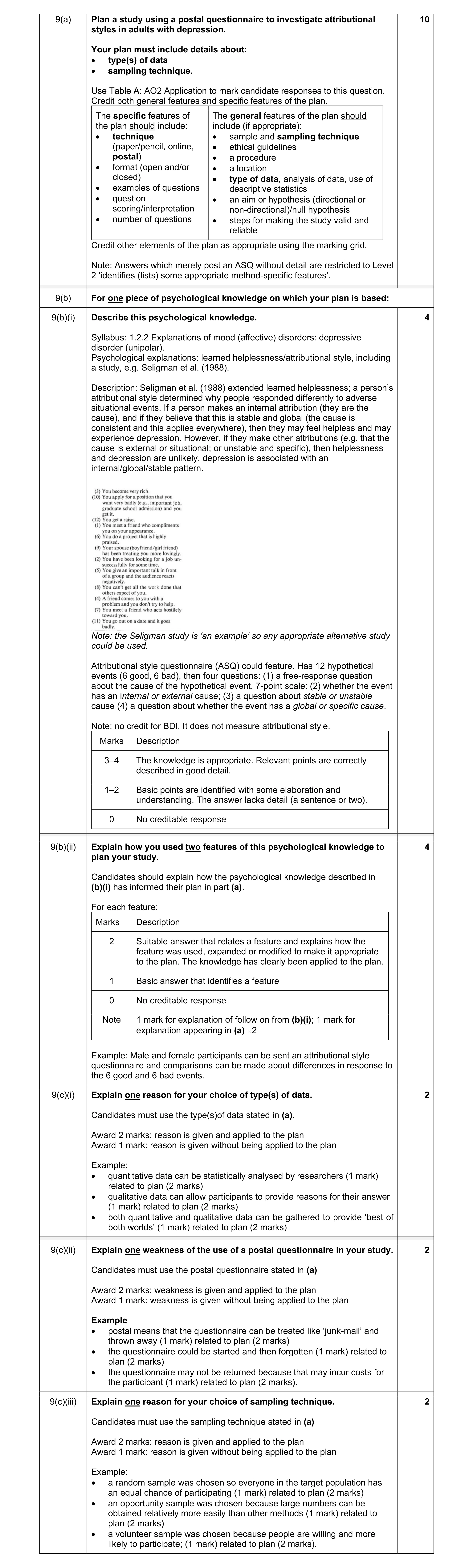 Mark scheme for question 25