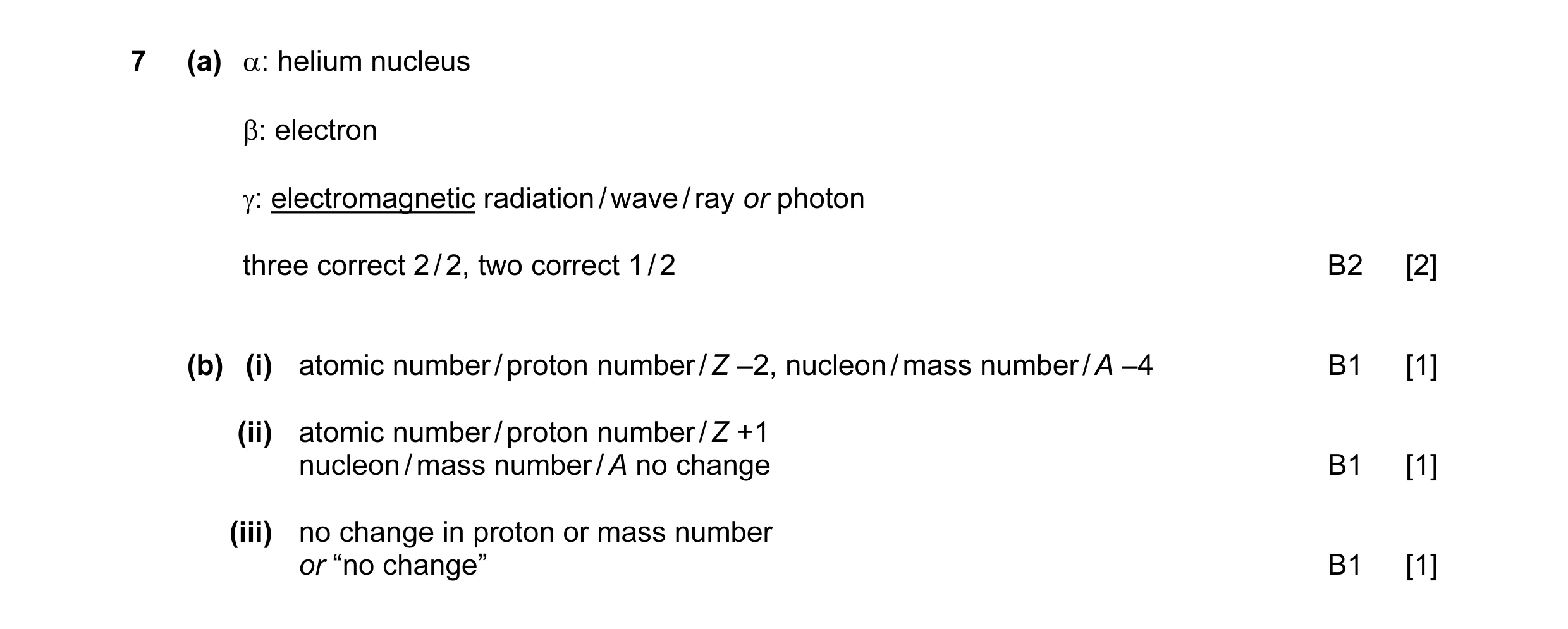 Mark scheme for question 21