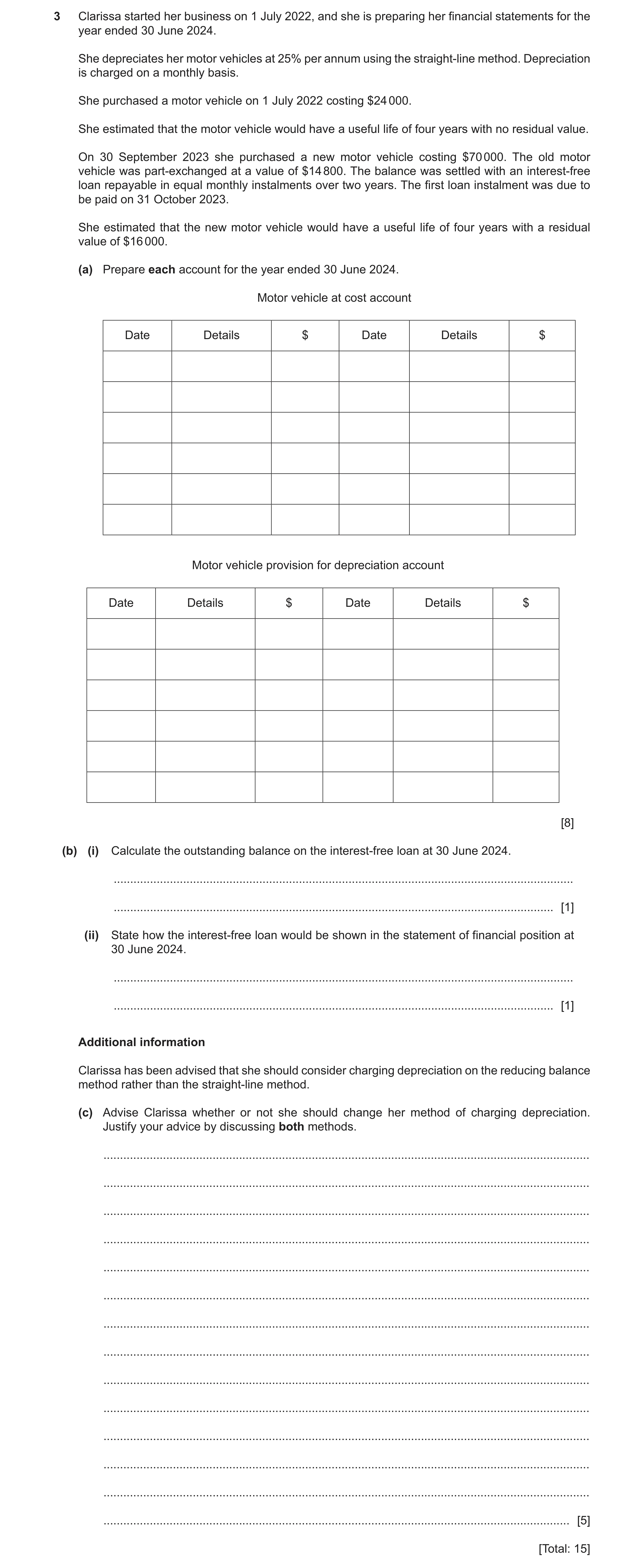 Question 42: Clarissa started her business on 1 July 2022, and she is preparing her financial statements for the year ended 30 June 2024. She depreciate…