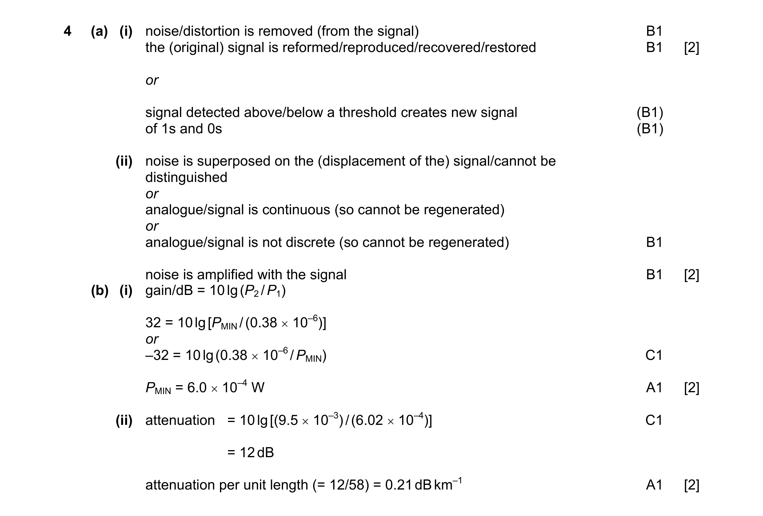 Mark scheme for question 23