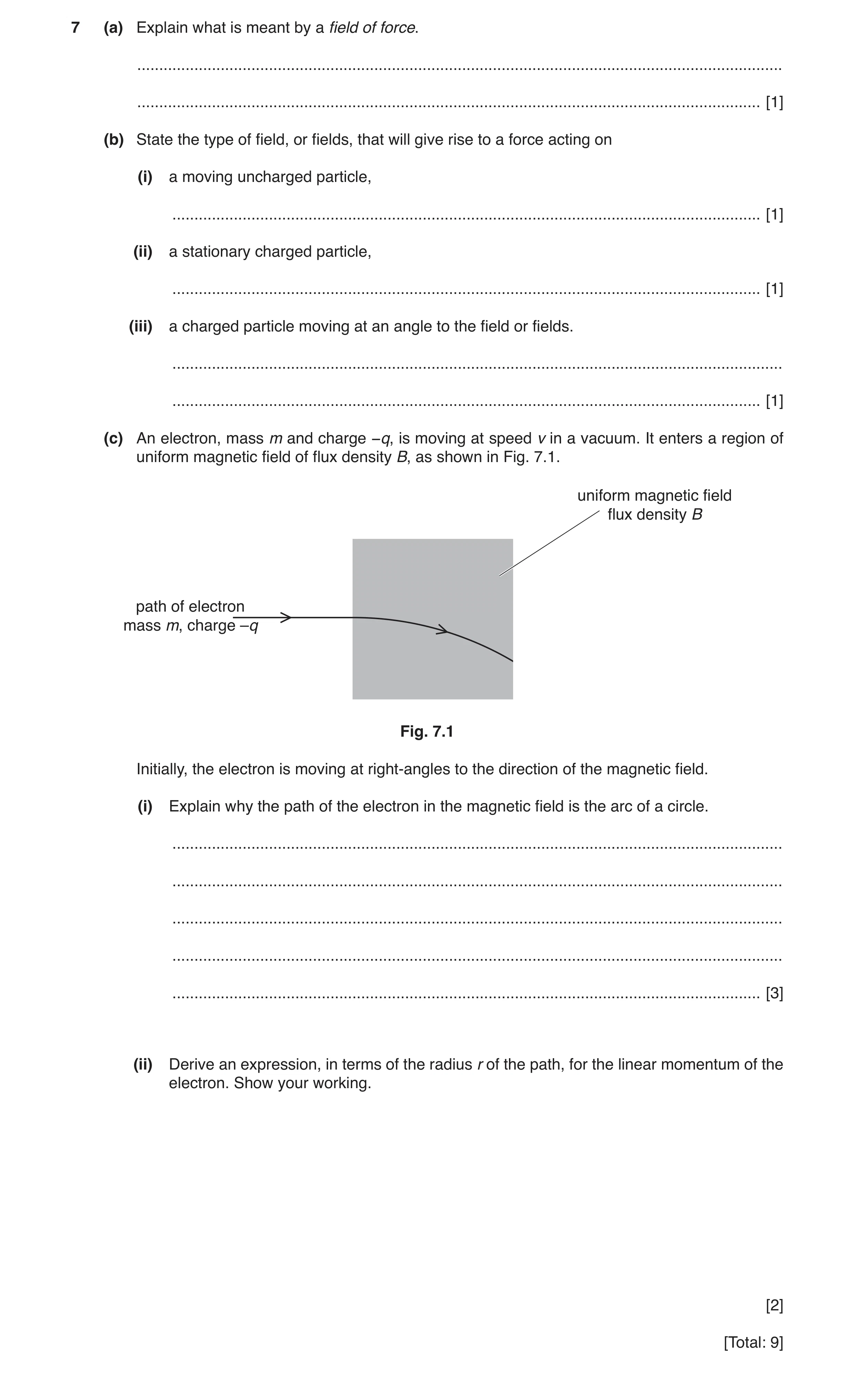 Question 29: (a) Explain what is meant by a field of force. ............................................................................................…