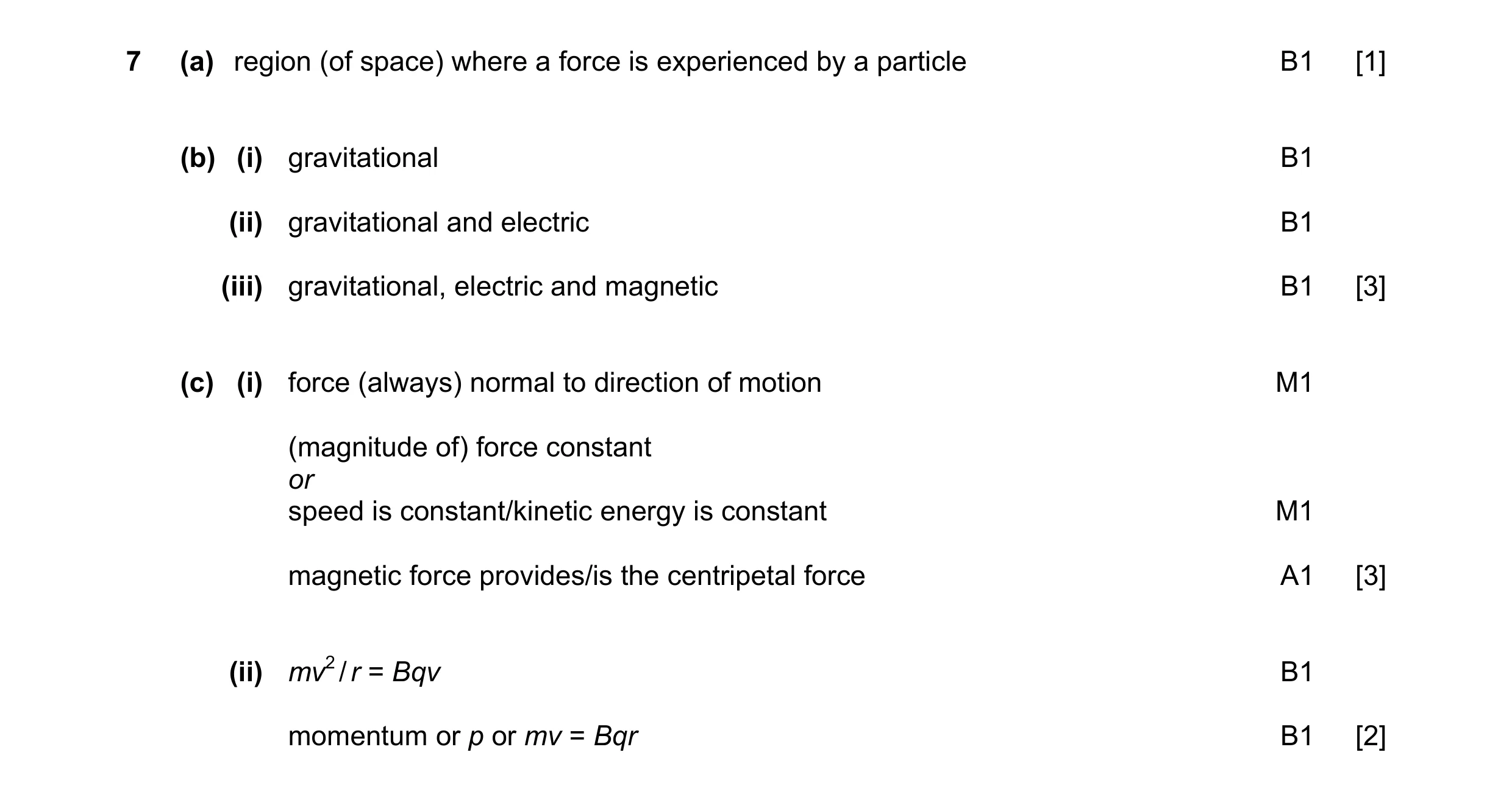 Mark scheme for question 29