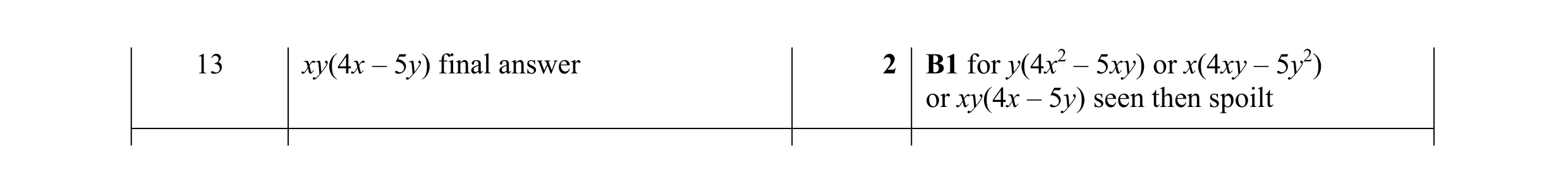 Mark scheme for question 137