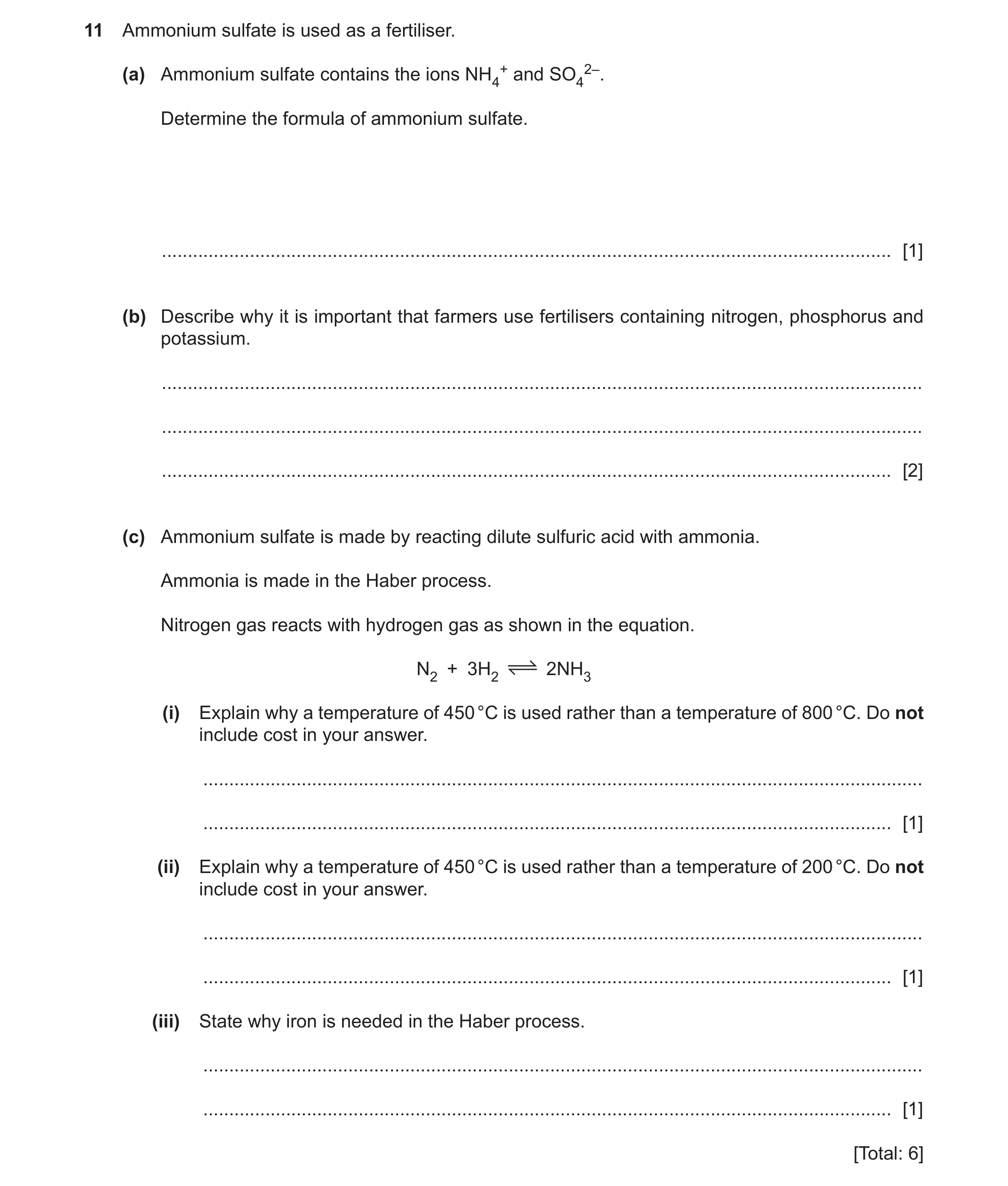 Question 9: Ammonium sulfate is used as a fertiliser. (a) Ammonium sulfate contains the ions NH4+ and SO42–. Determine the formula of ammonium sulfate.…