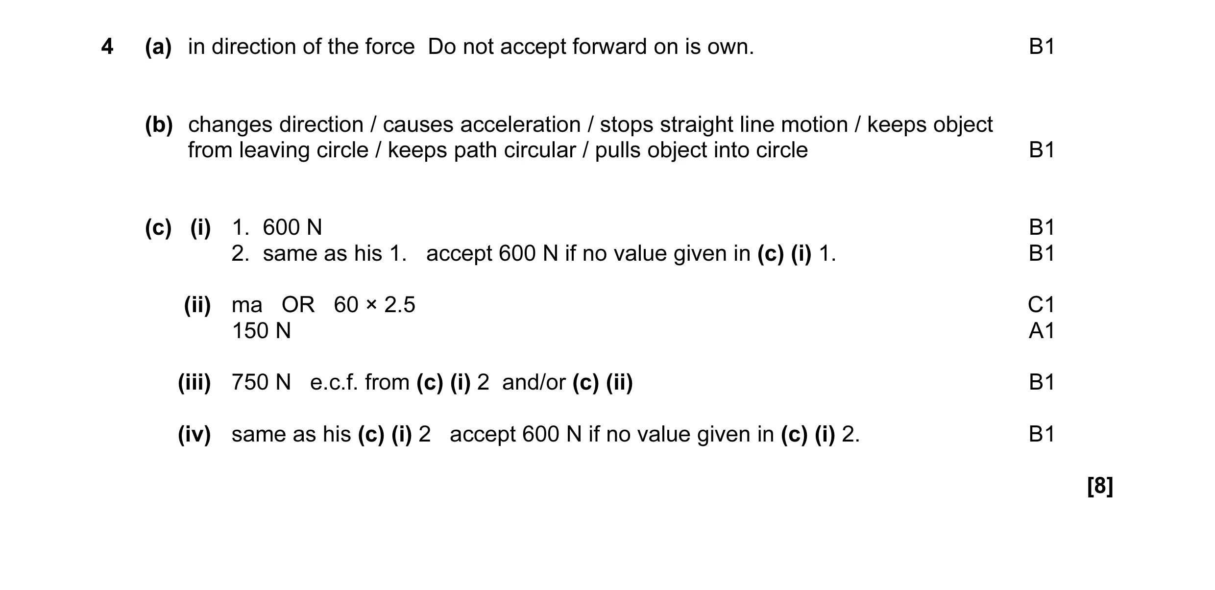 Mark scheme for question 1