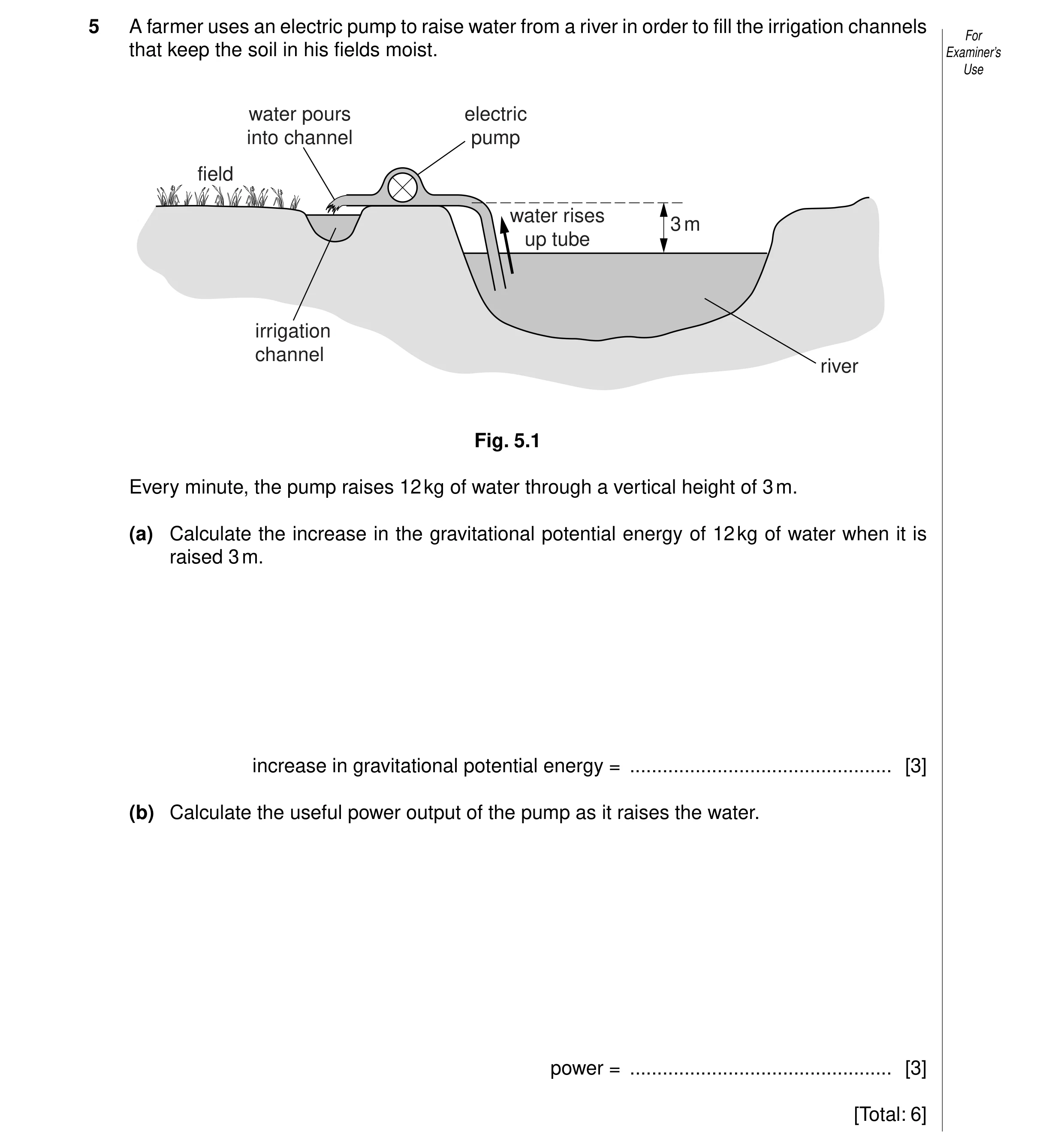 Question 7: A farmer uses an electric pump to raise water from a river in order to fill the irrigation channels For that keep the soil in his fields mo…