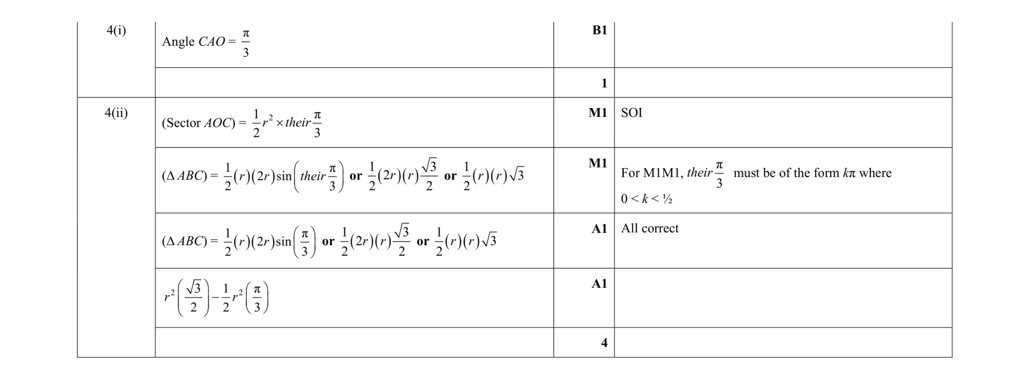 Mark scheme for question 39