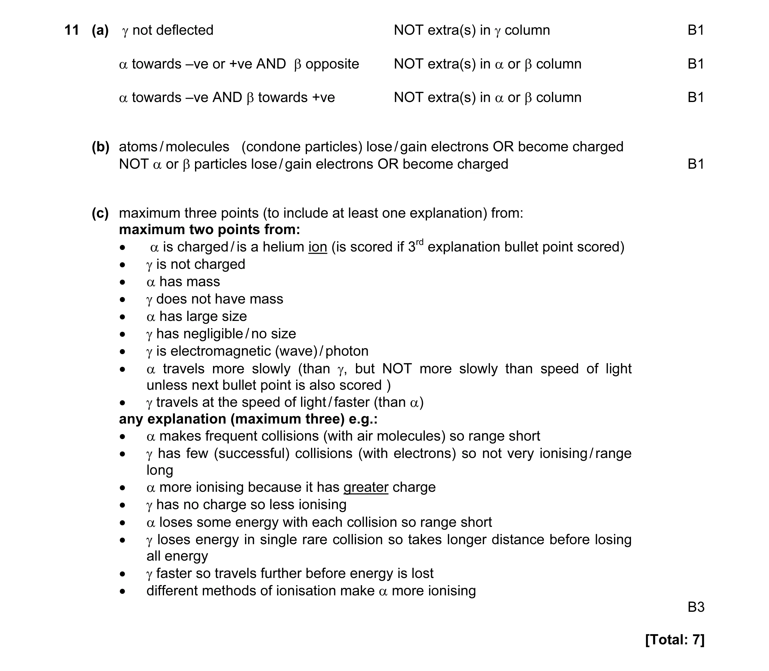 Mark scheme for question 17