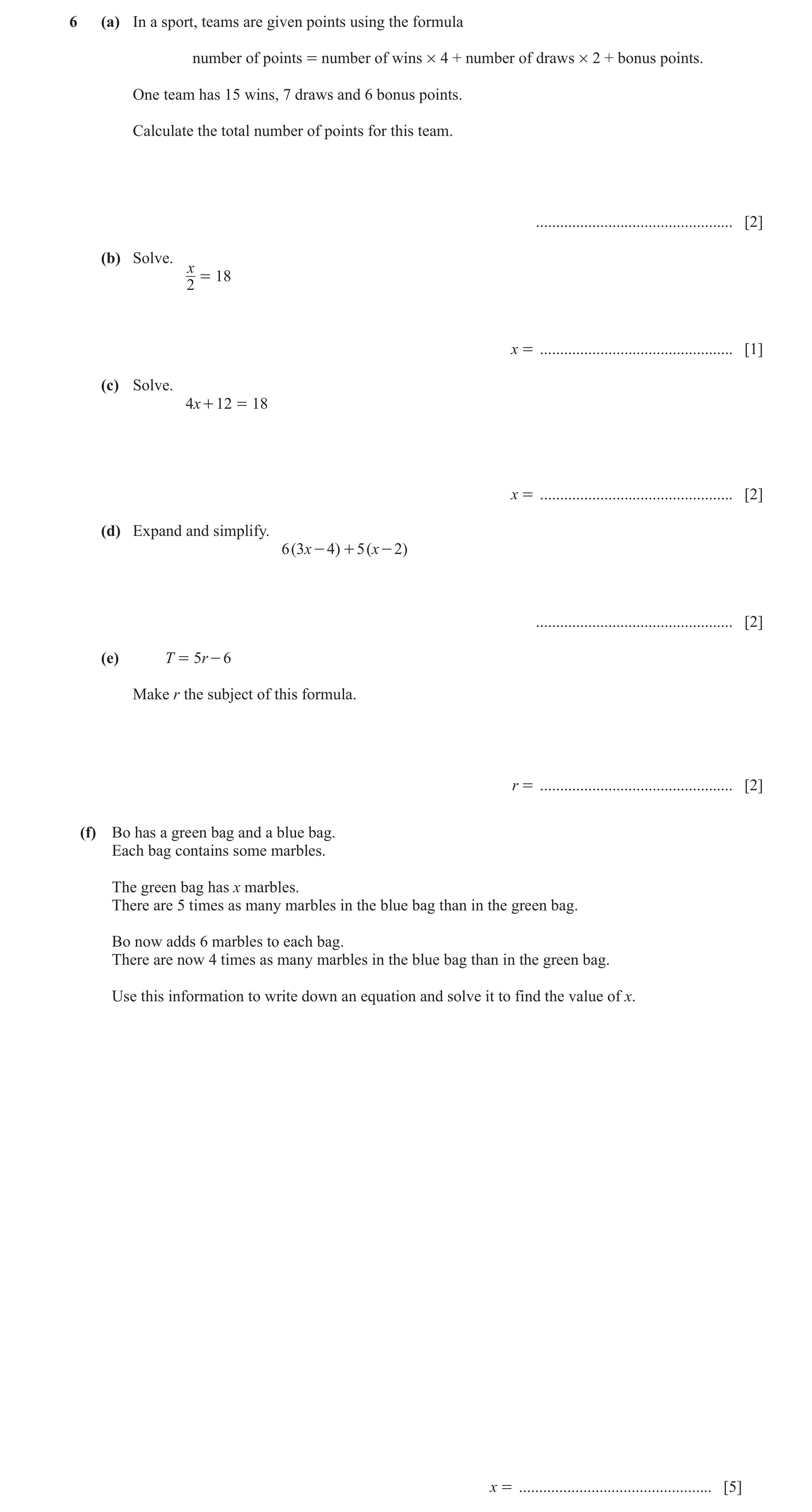 Question 51: (a) In a sport, teams are given points using the formula number of points = number of wins # 4 + number of draws # 2 + bonus points. One te…
