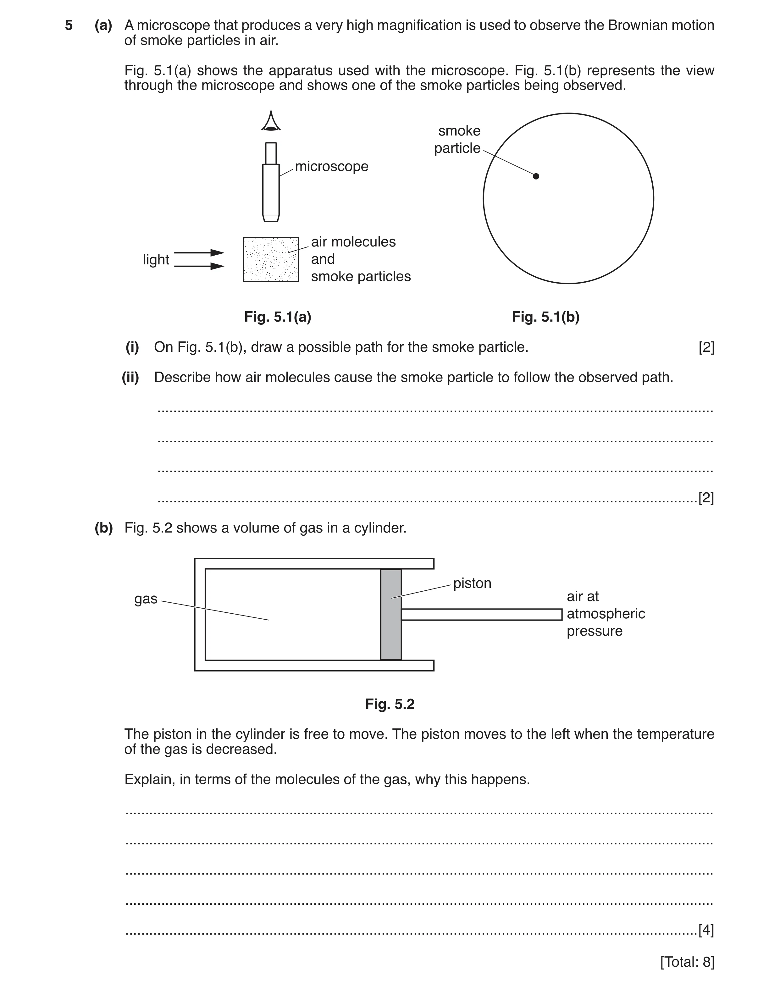 Question 10: (a) A microscope that produces a very high magnification is used to observe the Brownian motion of smoke particles in air. Fig. 5.1(a) show…