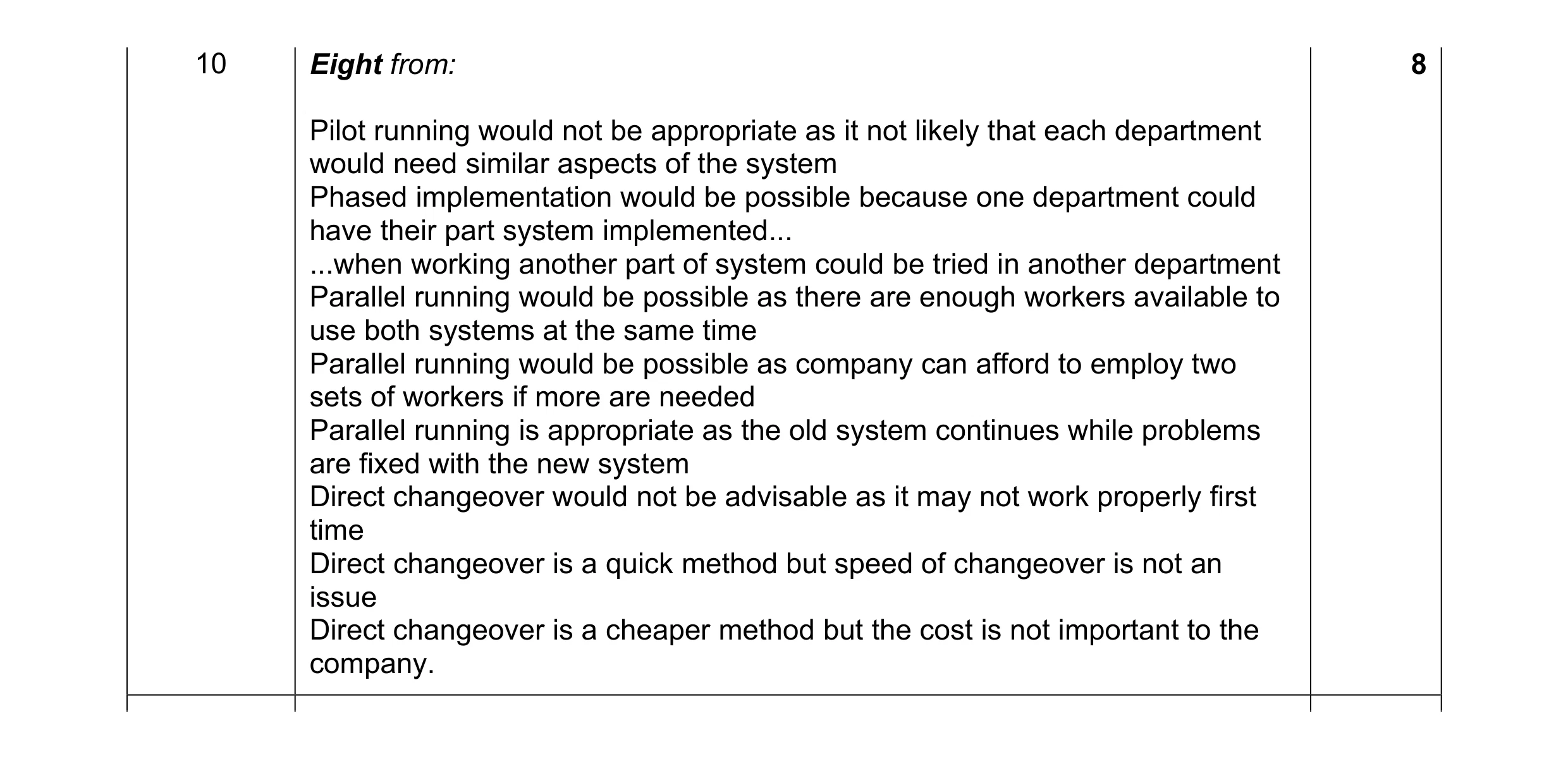 Mark scheme for question 1