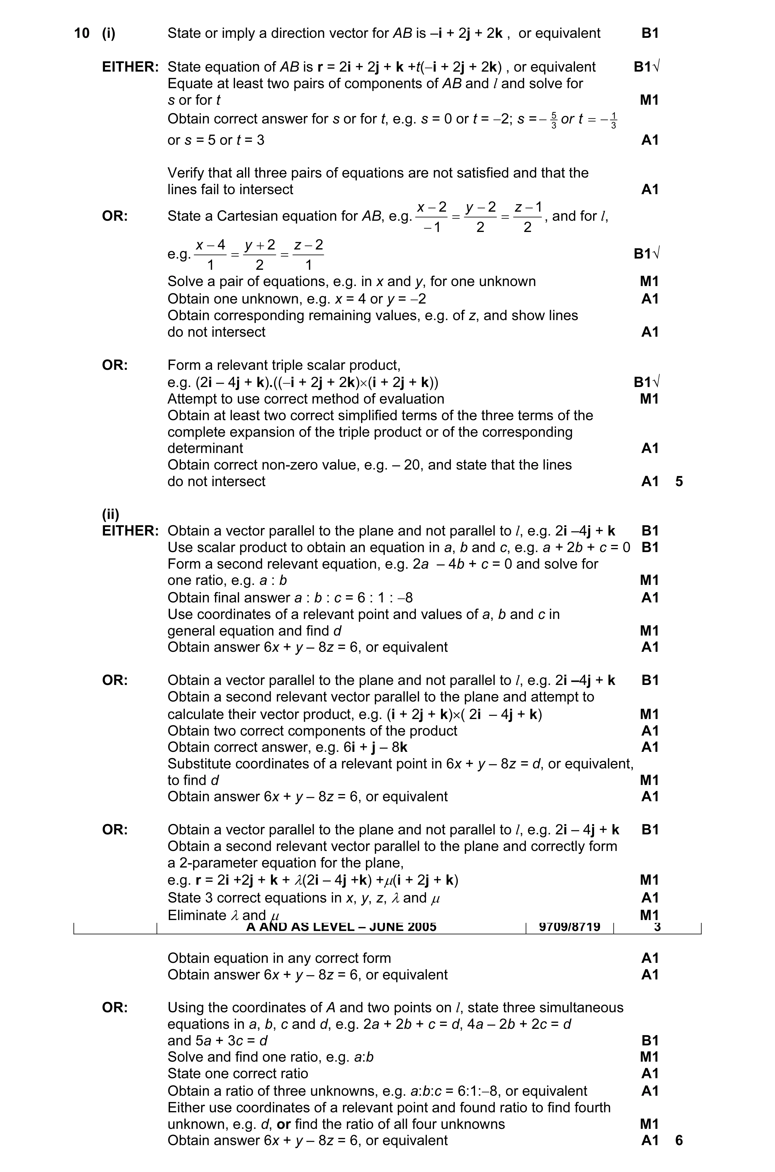 Mark scheme for question 2