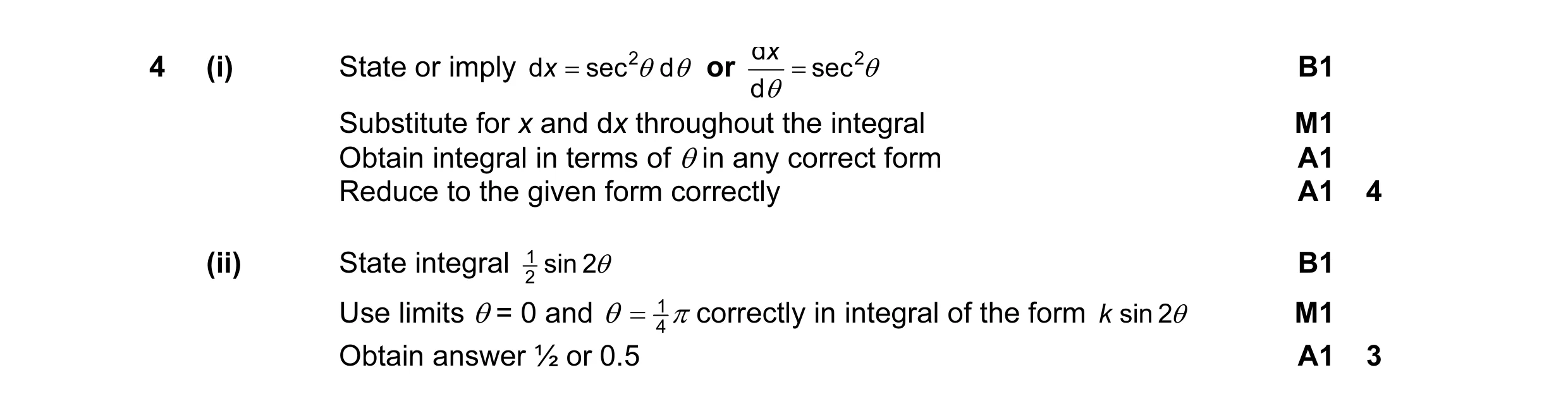 Mark scheme for question 2