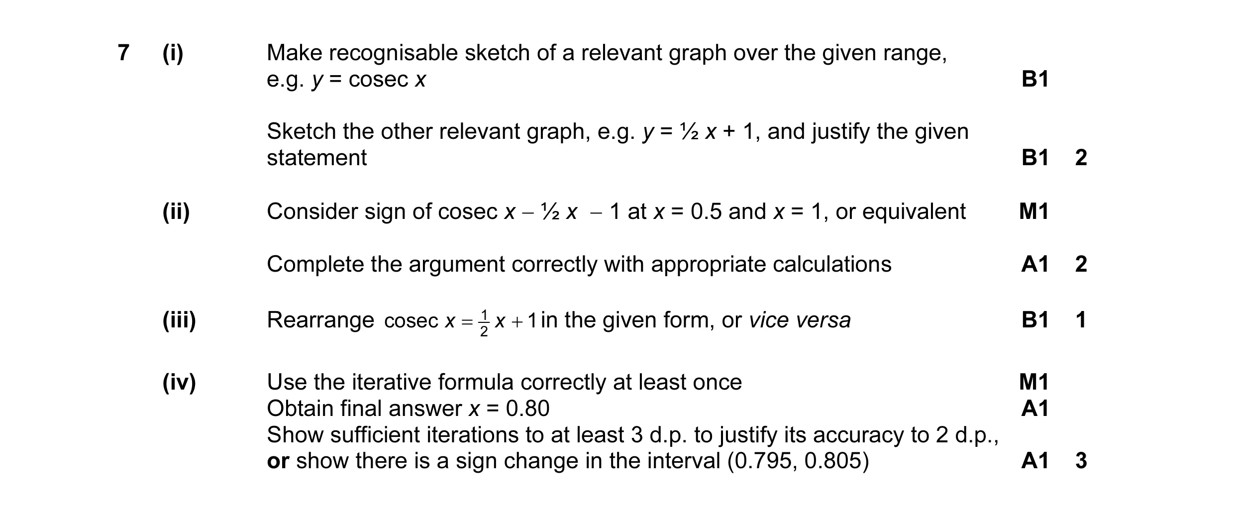 Mark scheme for question 2