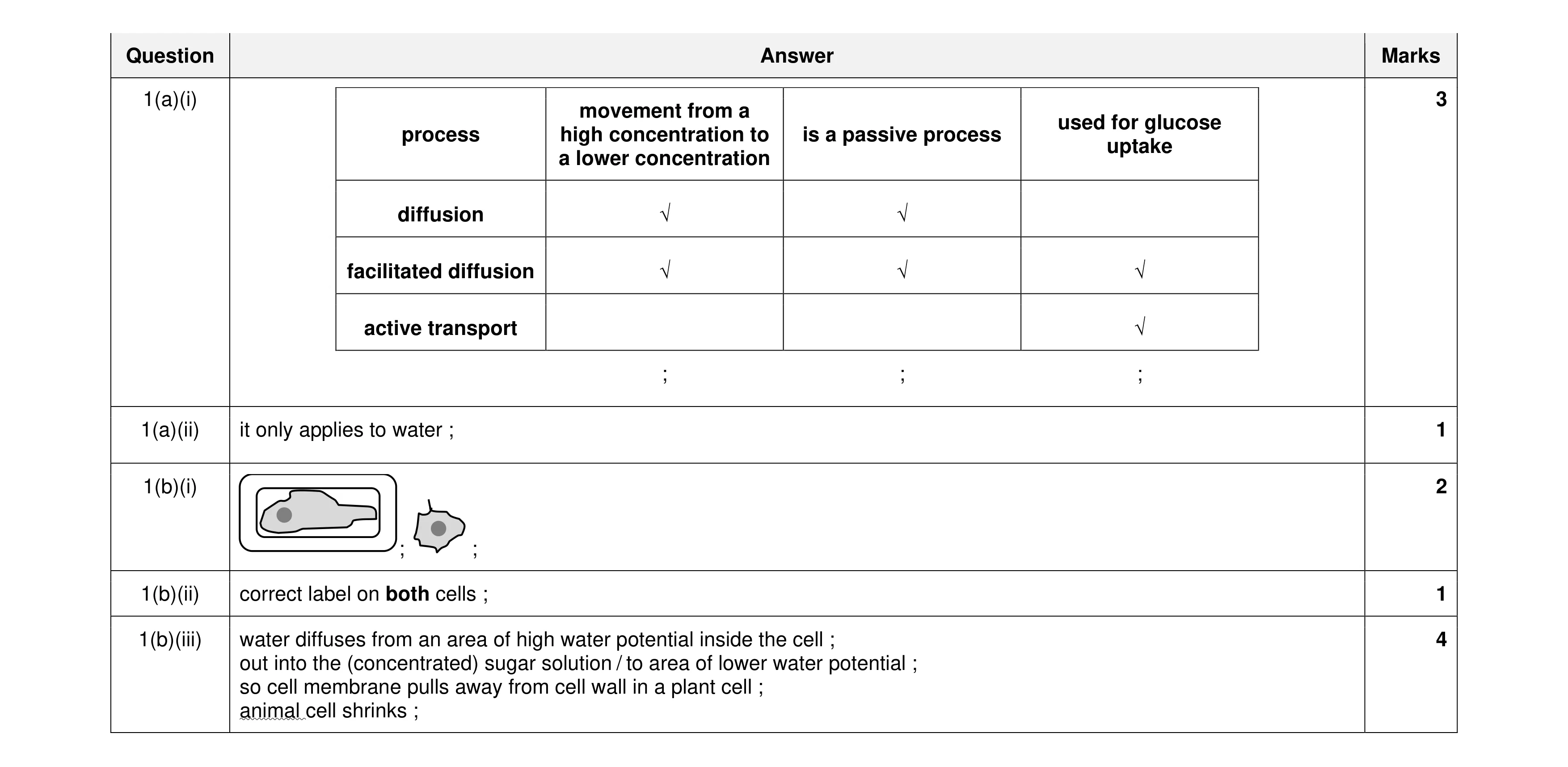 Mark scheme for question 6