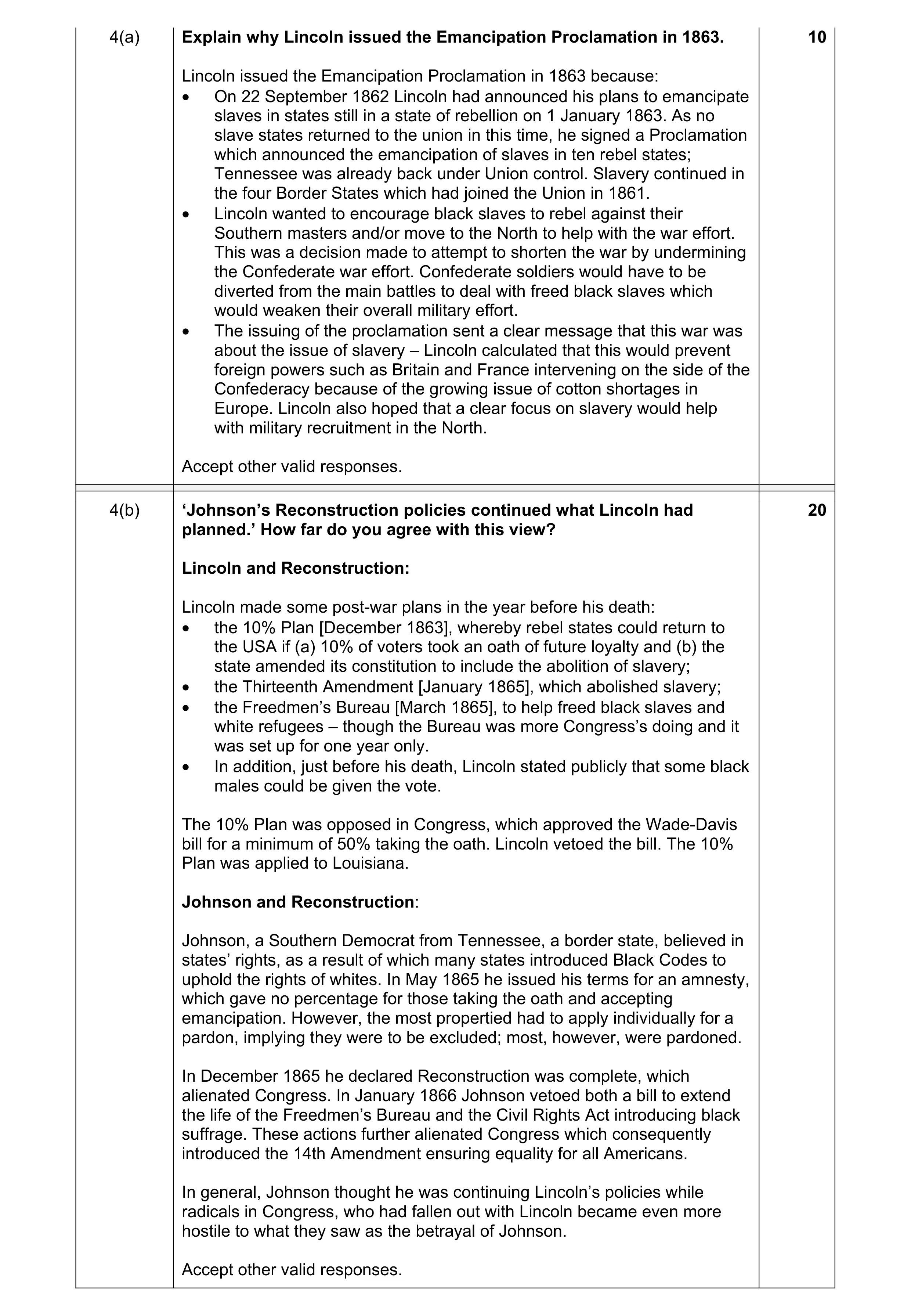 Mark scheme for question 1
