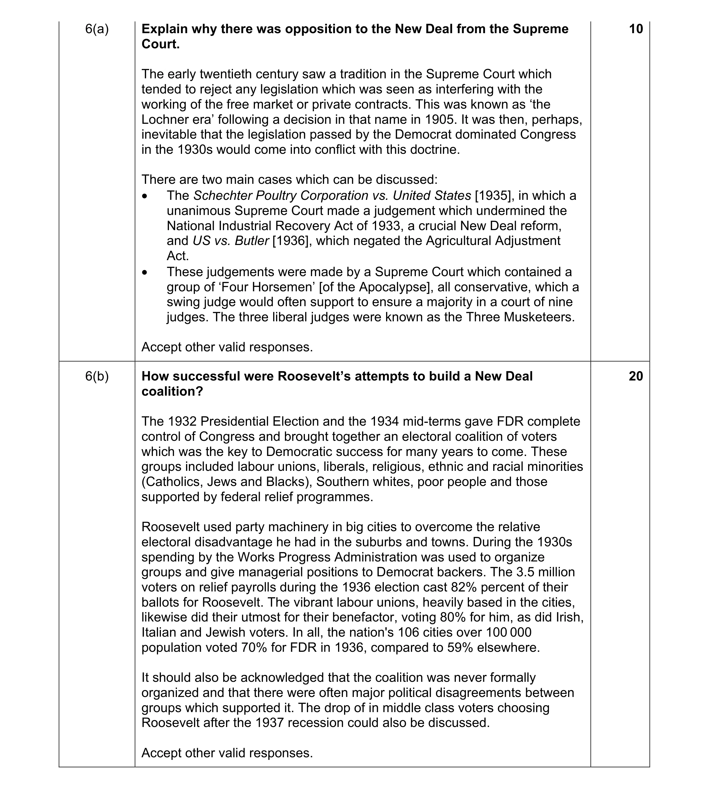 Mark scheme for question 1