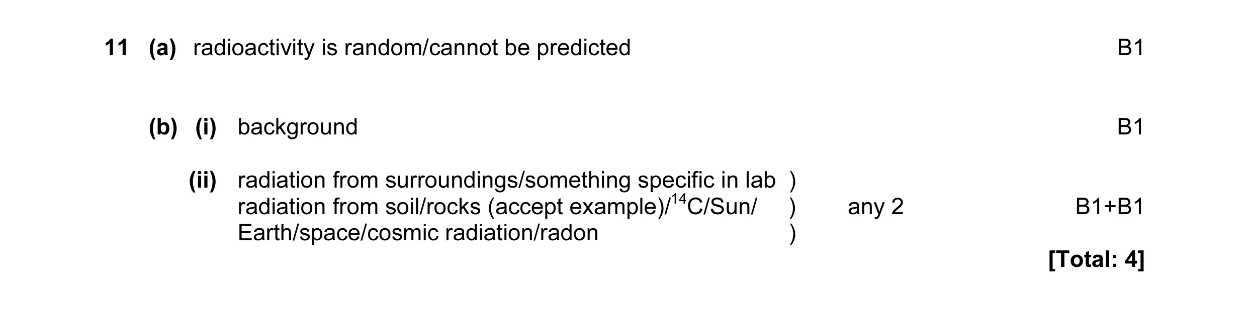 Mark scheme for question 7