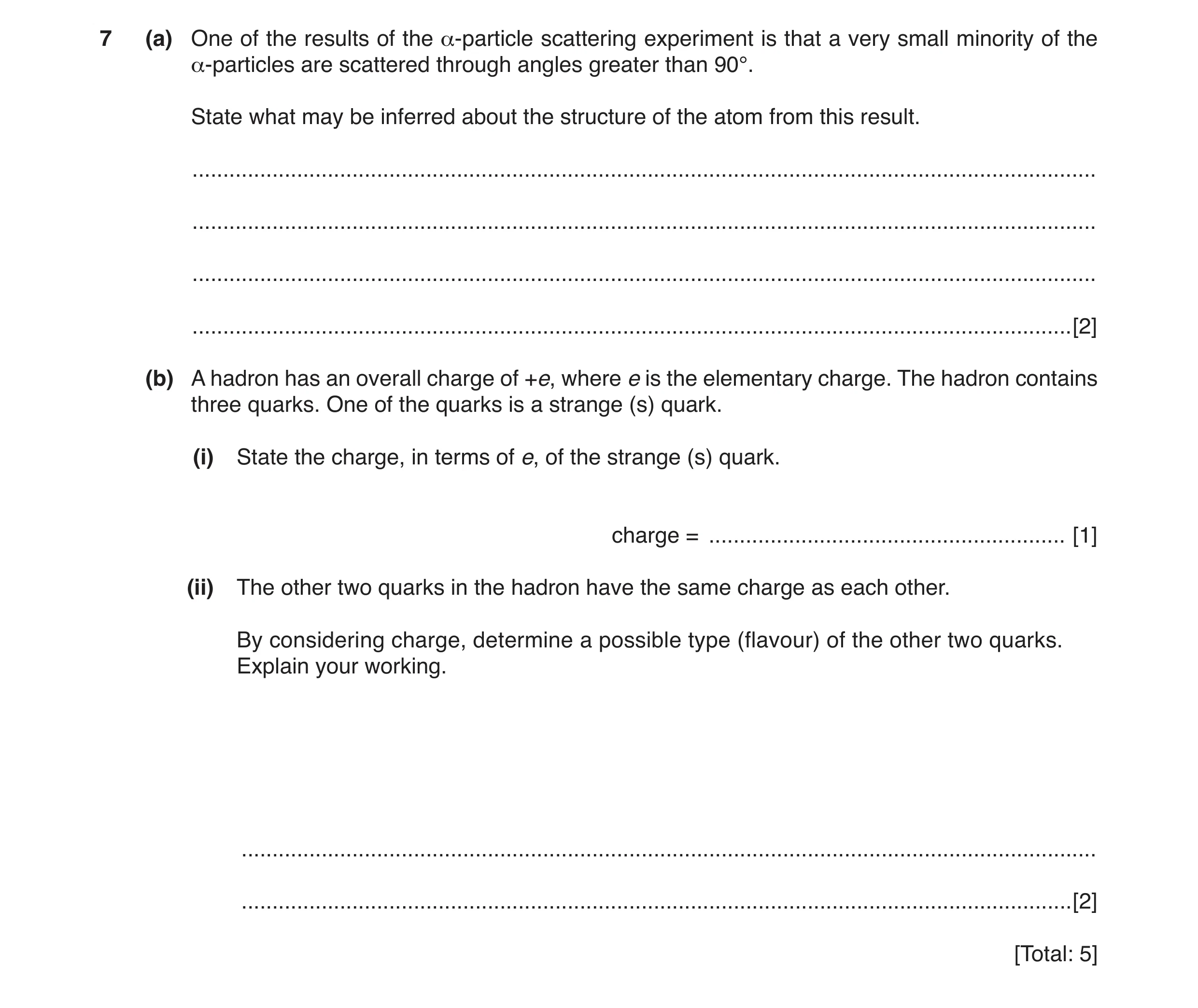 Question 38: (a) One of the results of the α-particle scattering experiment is that a very small minority of the α-particles are scattered through angle…