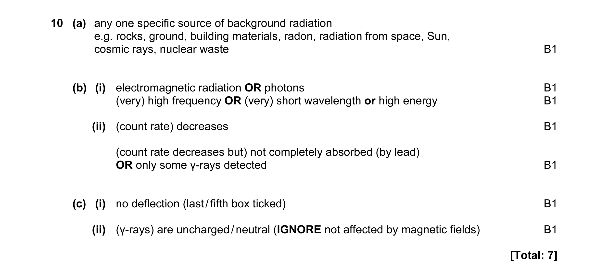 Mark scheme for question 20