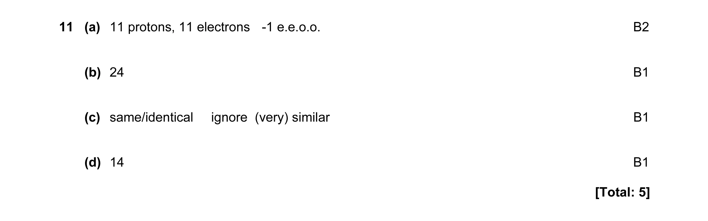 Mark scheme for question 4