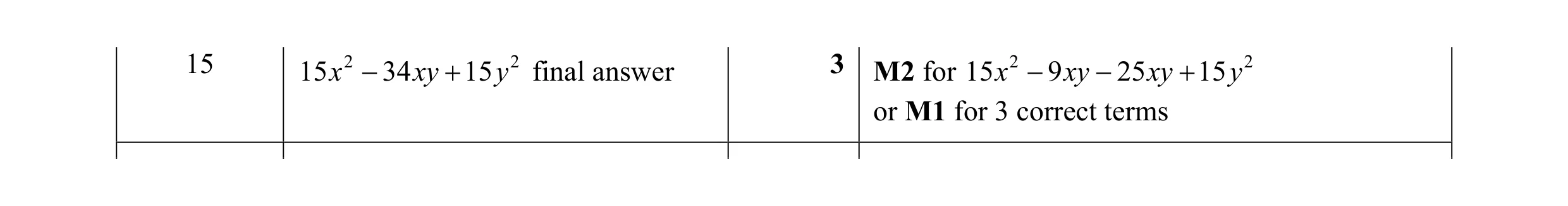 Mark scheme for question 13