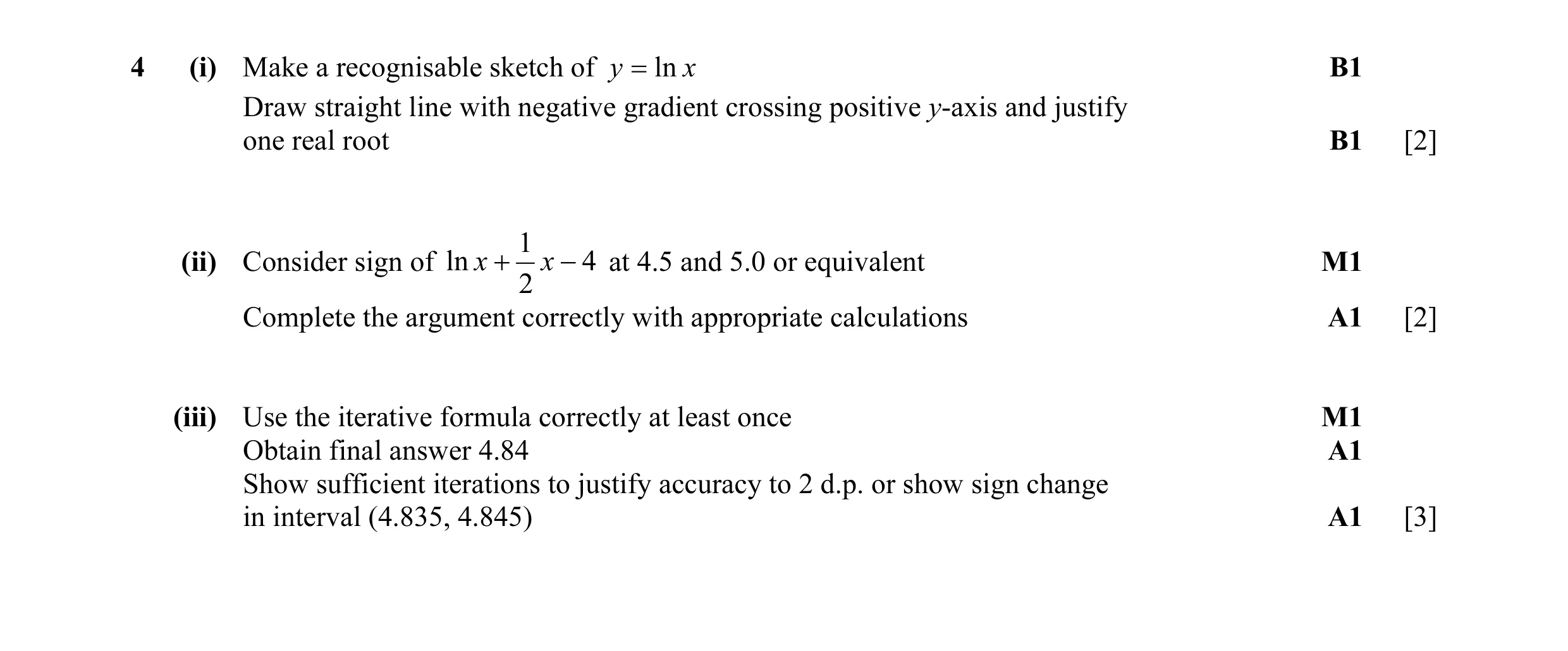 Mark scheme for question 37