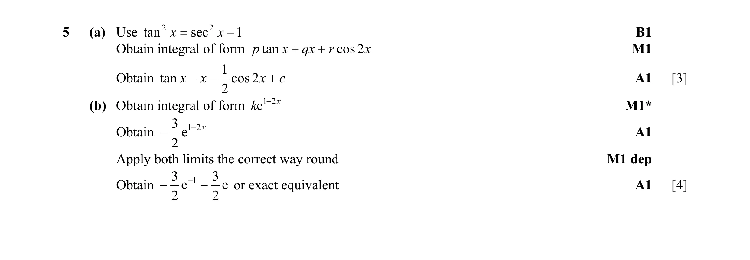 Mark scheme for question 9