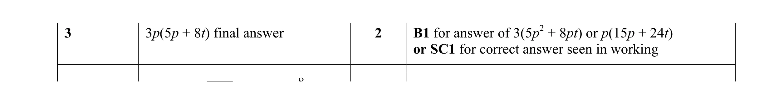 Mark scheme for question 27